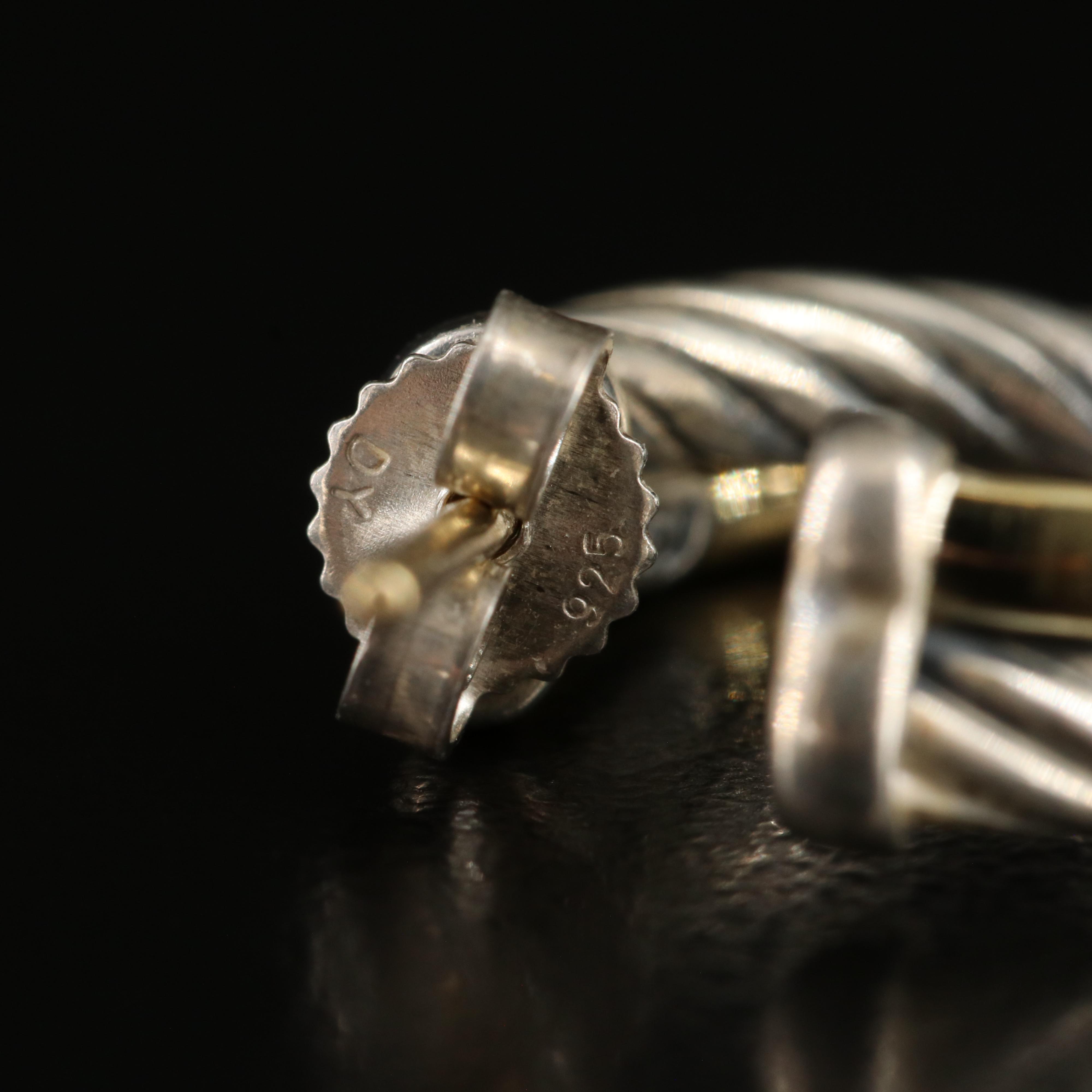 David Yurman "Crossover" Sterling Hoop Earrings with Bonded 18K Accents