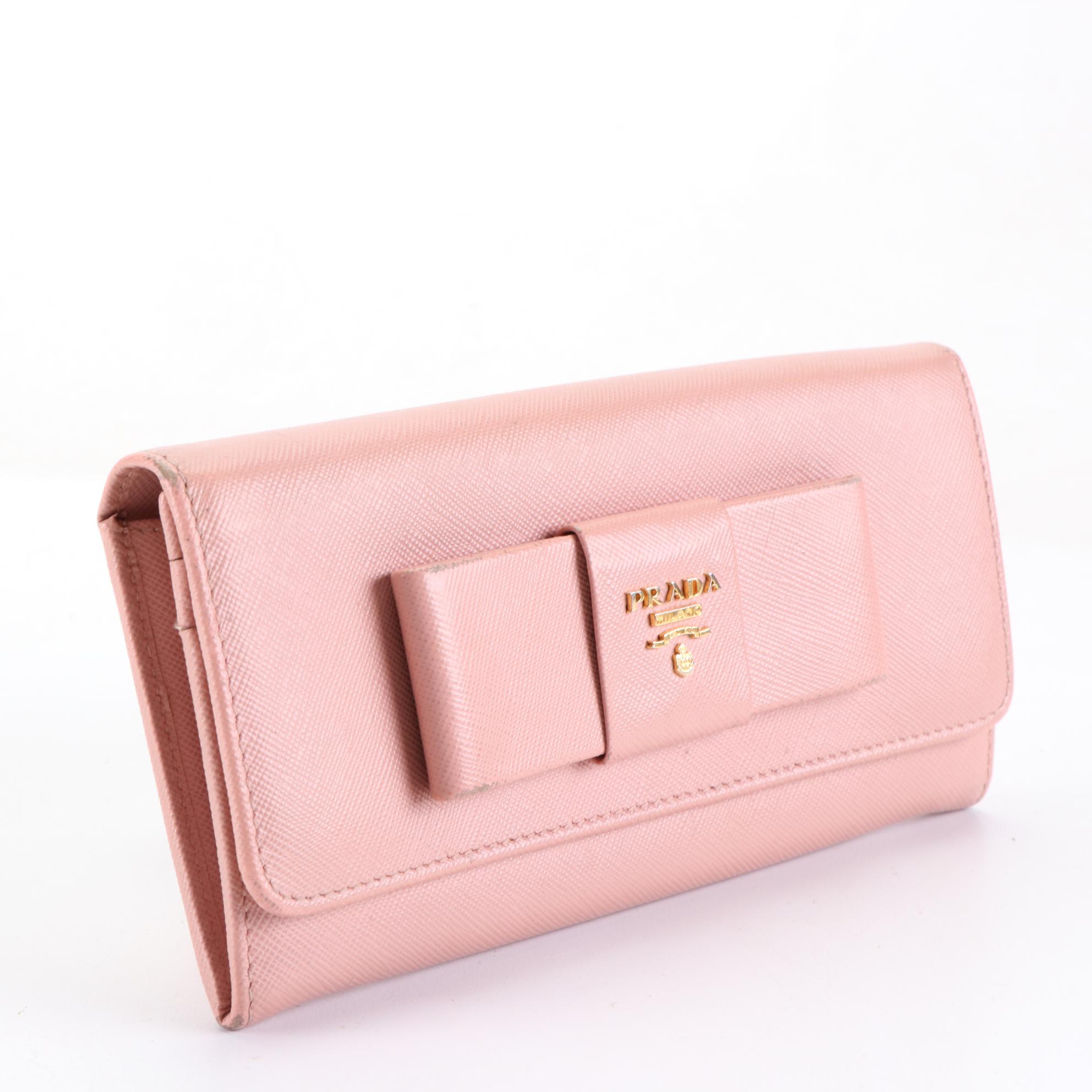 Prada Bow Continental Wallet in Saffiano Leather