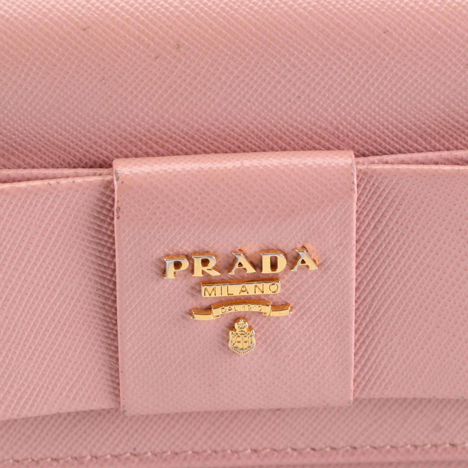 Prada Bow Continental Wallet in Saffiano Leather