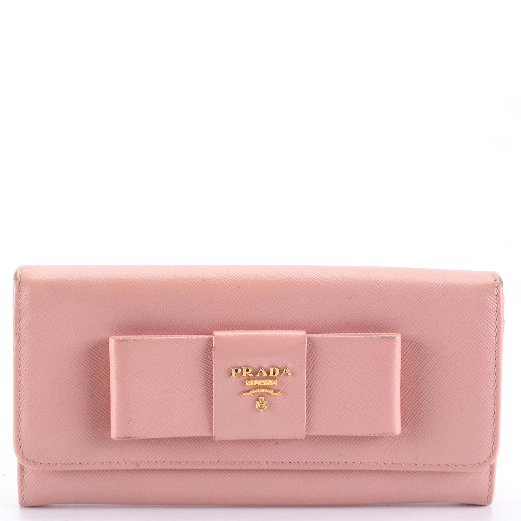 Prada Bow Continental Wallet in Saffiano Leather
