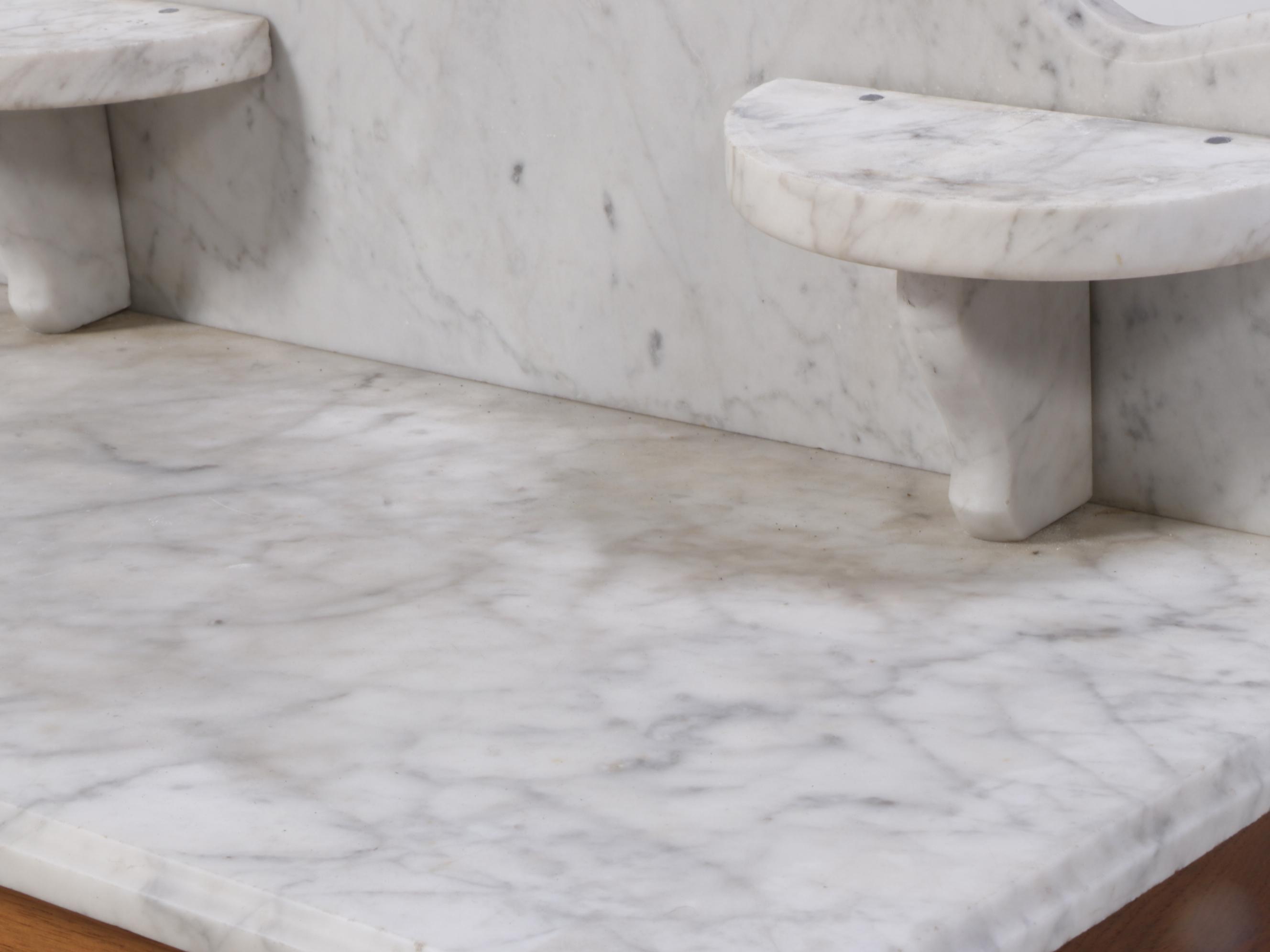 Victorian Eastlake Style Walnut and Burl Marble Top Washstand, 1870-1900