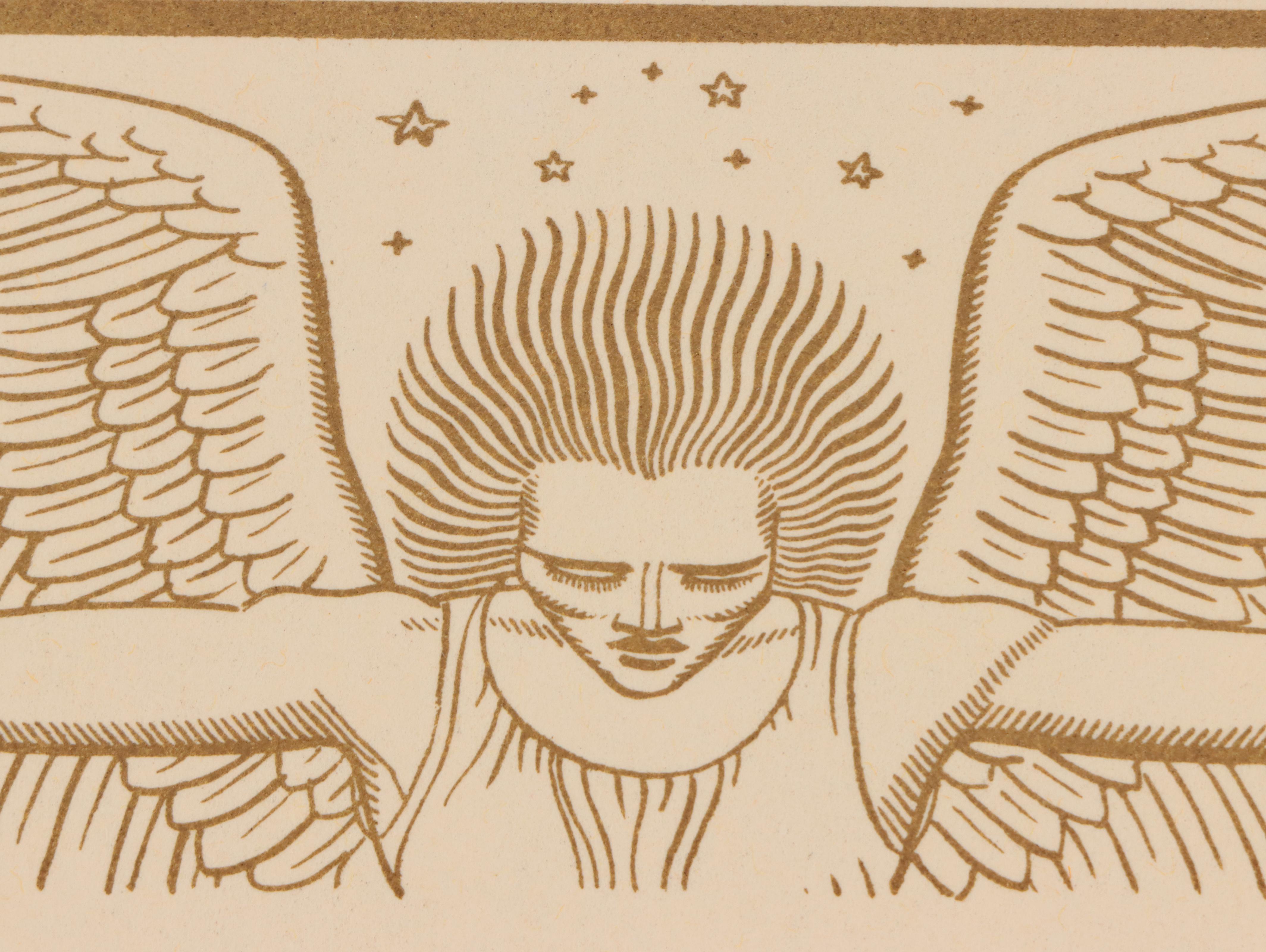 Rockwell Kent Art Deco Wood Engraving With Text, Circa 1934