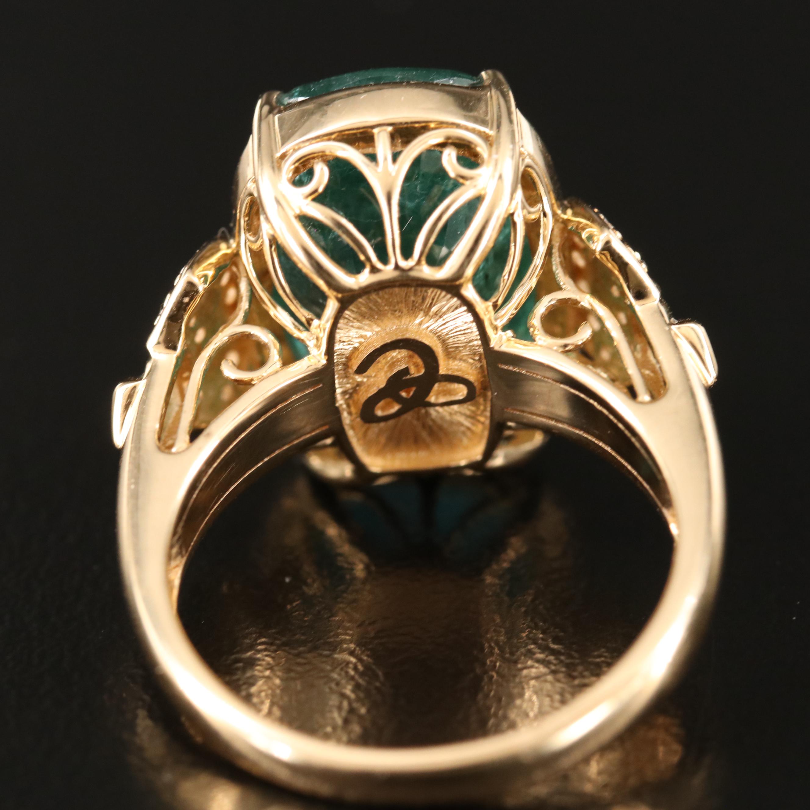 Chromia 18K 9.95 CT Emerald and Diamond Ring