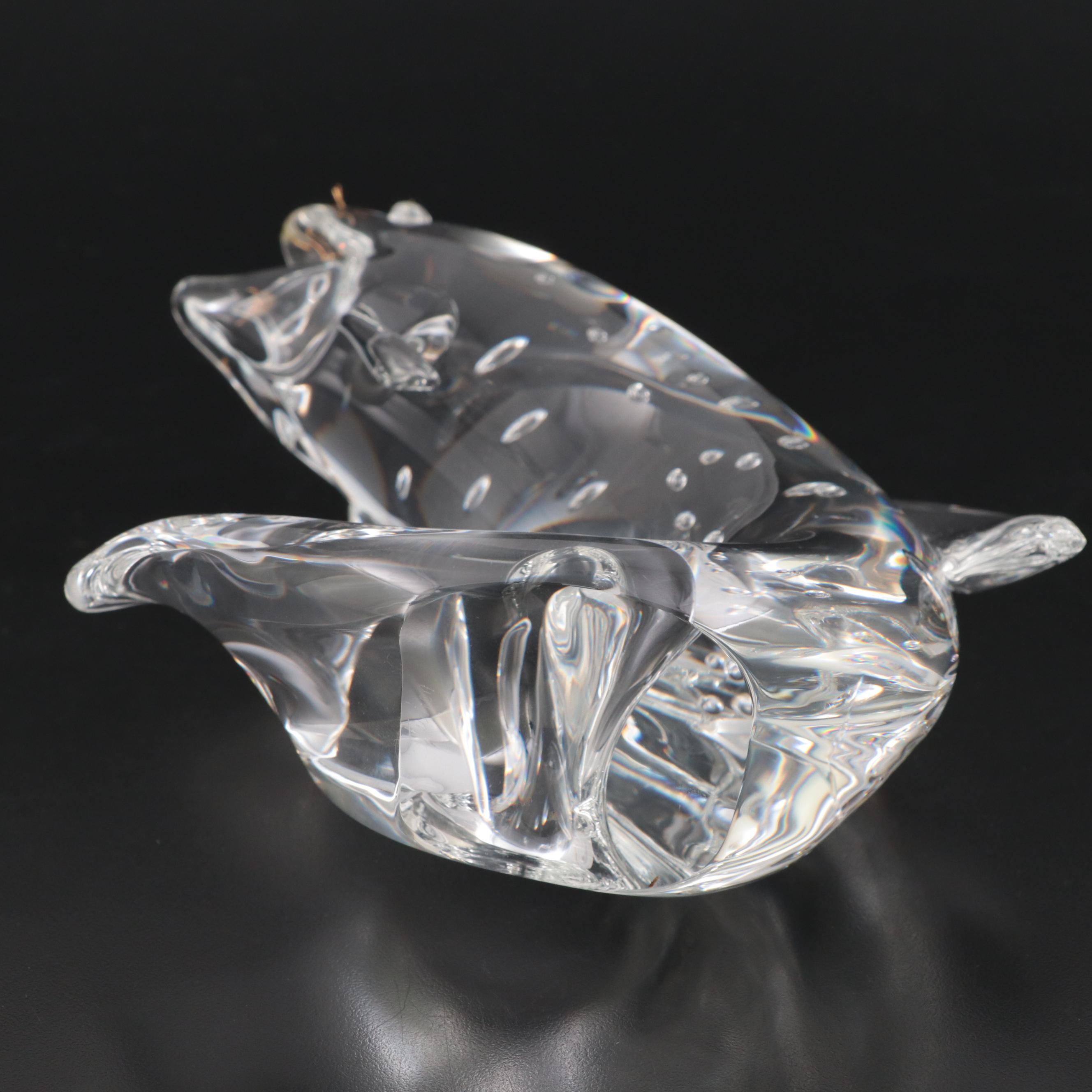 Steuben Art Glass "Trout and Fly" Figurine Designed by James Houston
