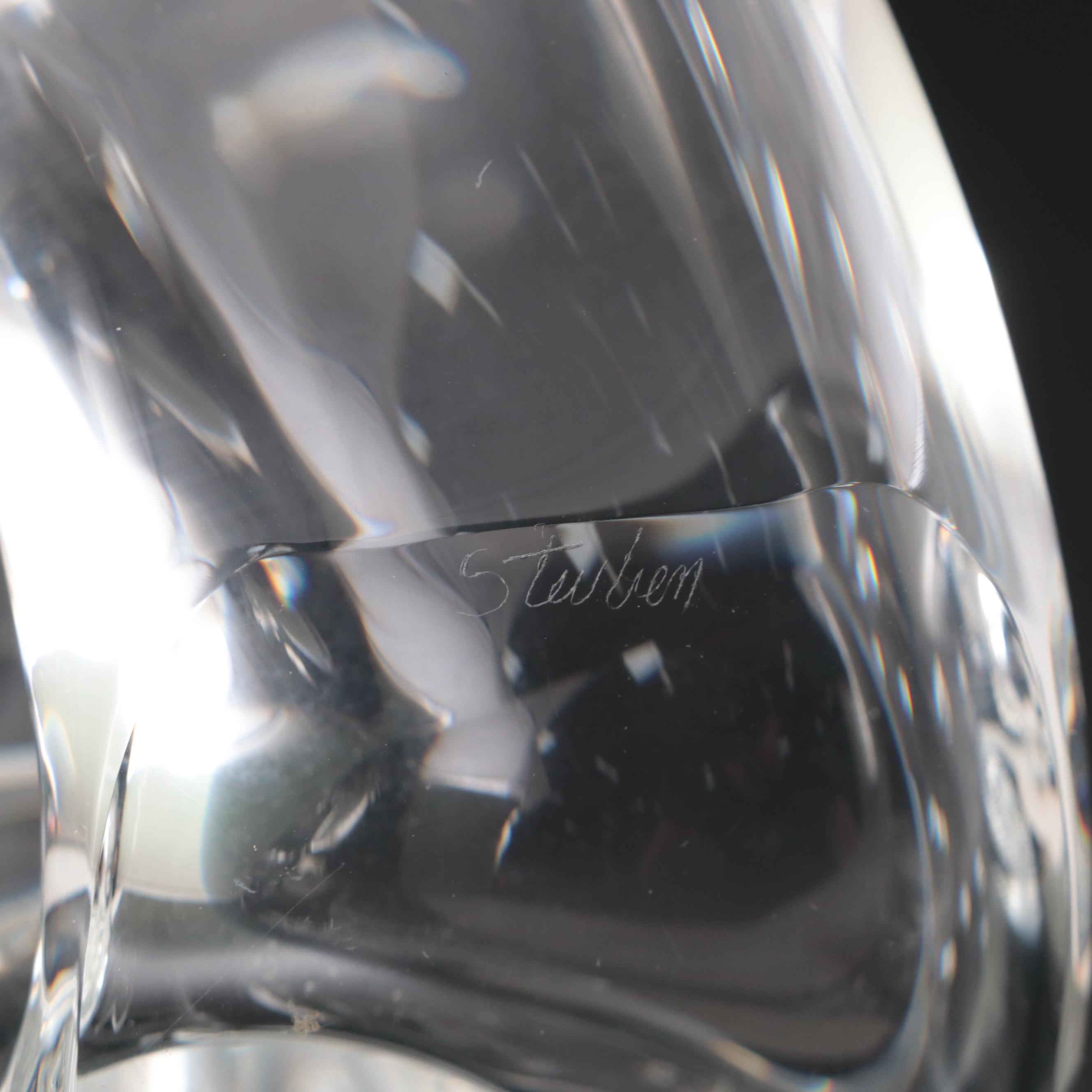 Steuben Art Glass "Trout and Fly" Figurine Designed by James Houston