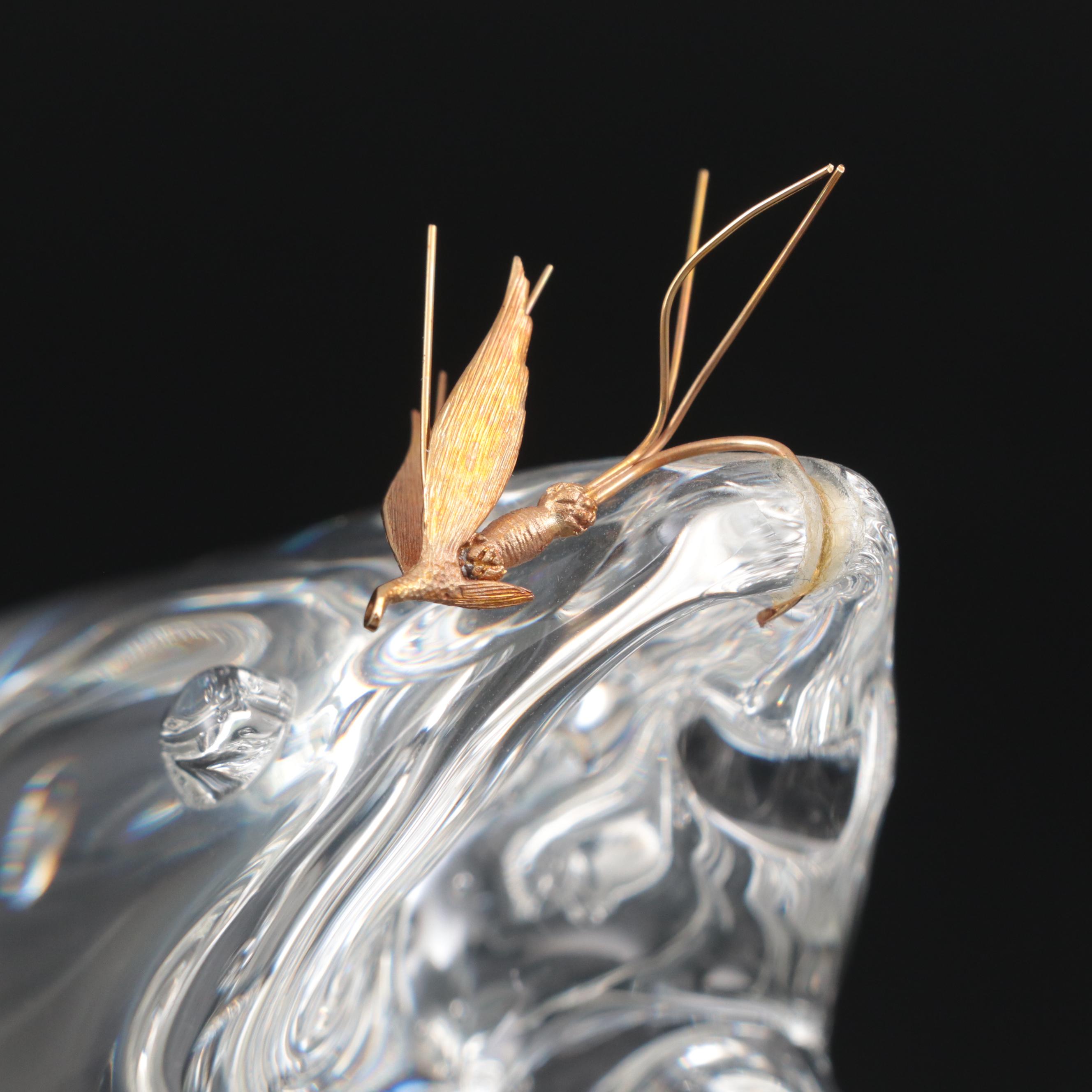 Steuben Art Glass "Trout and Fly" Figurine Designed by James Houston