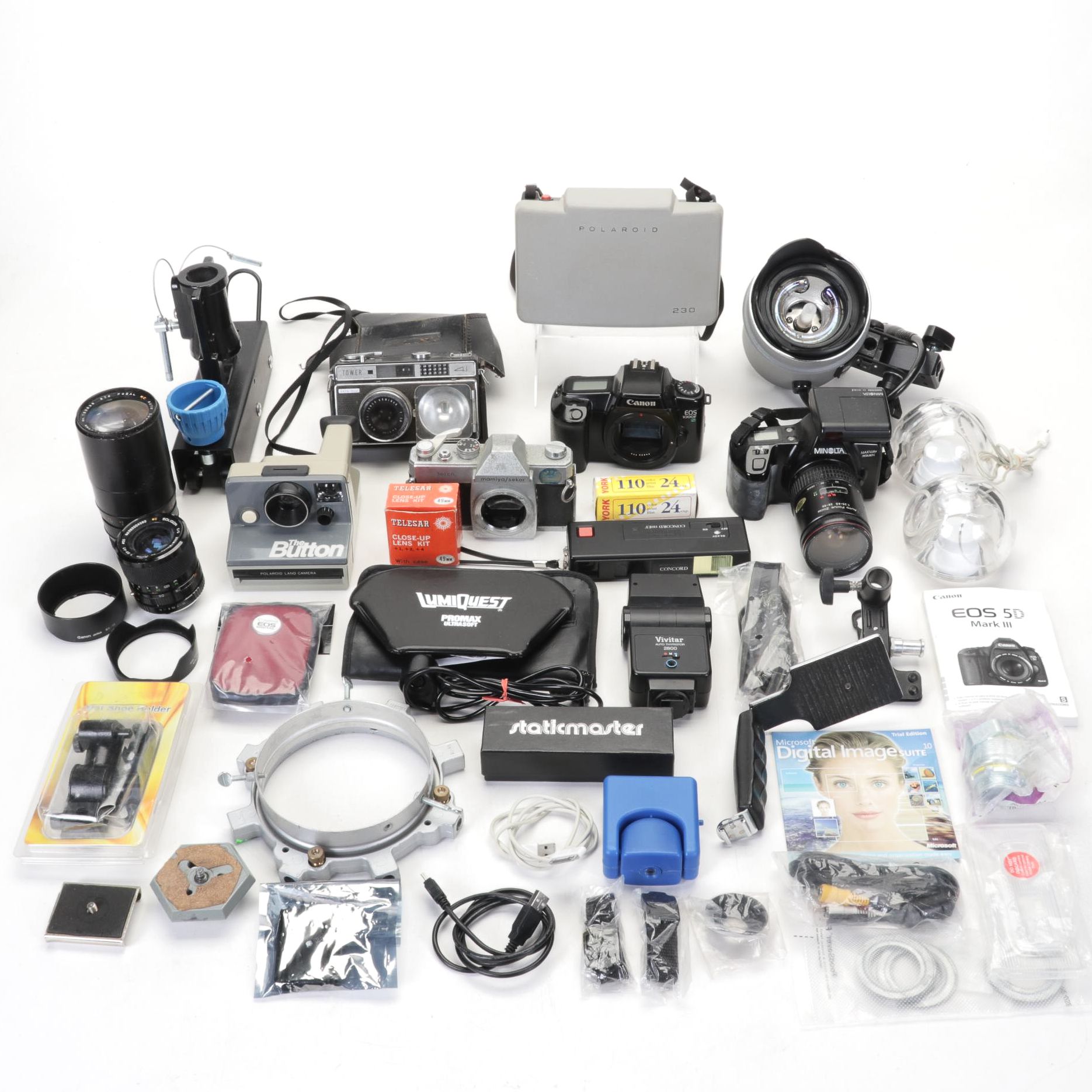 Polaroid Automatic 230 Land Camera with Camera and Photography Collection