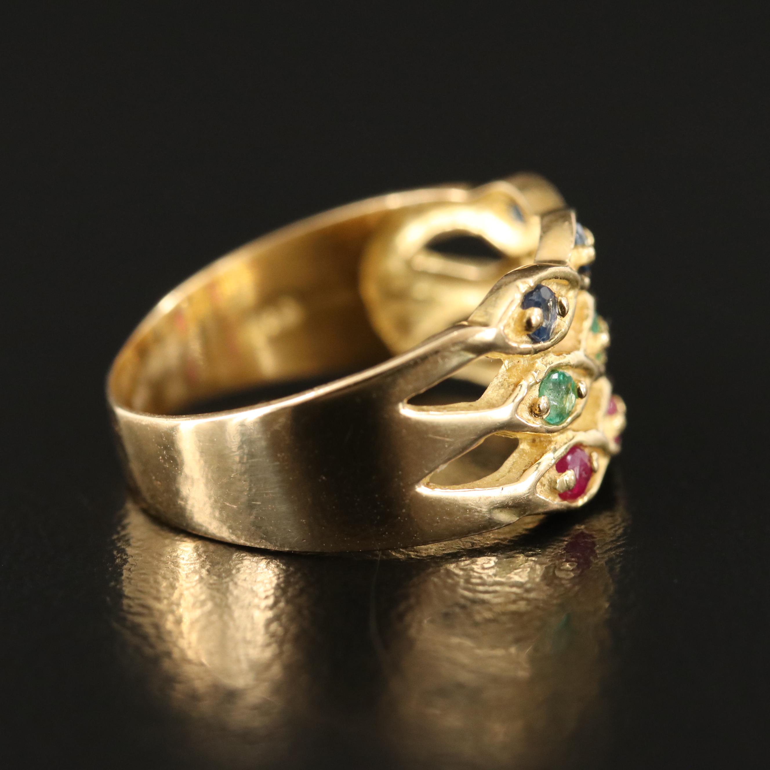 18K Ruby, Emerald and Sapphire Ring