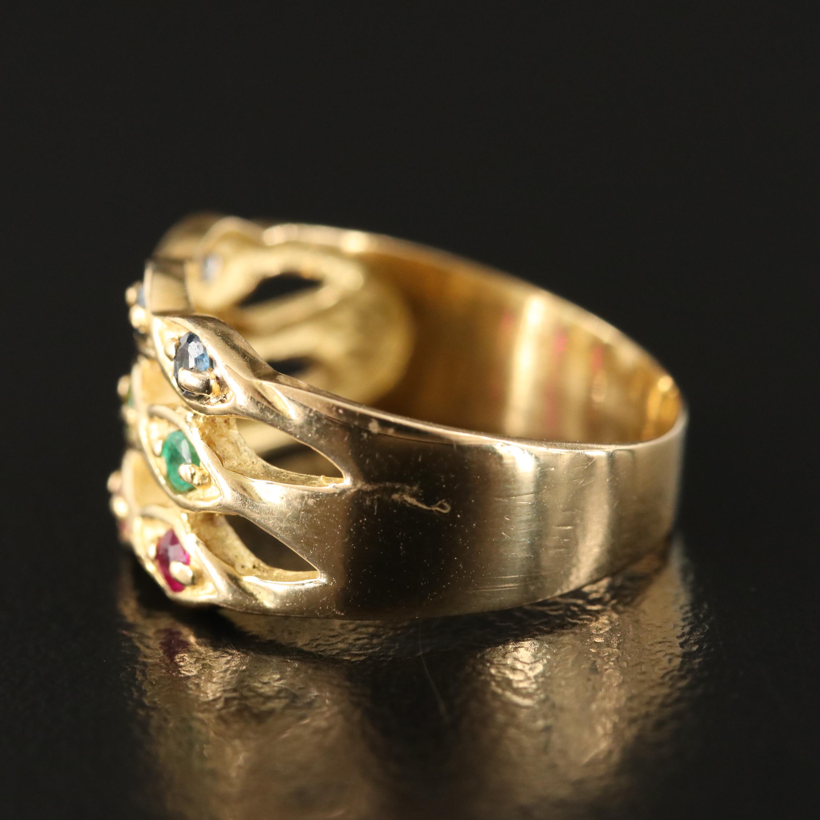 18K Ruby, Emerald and Sapphire Ring