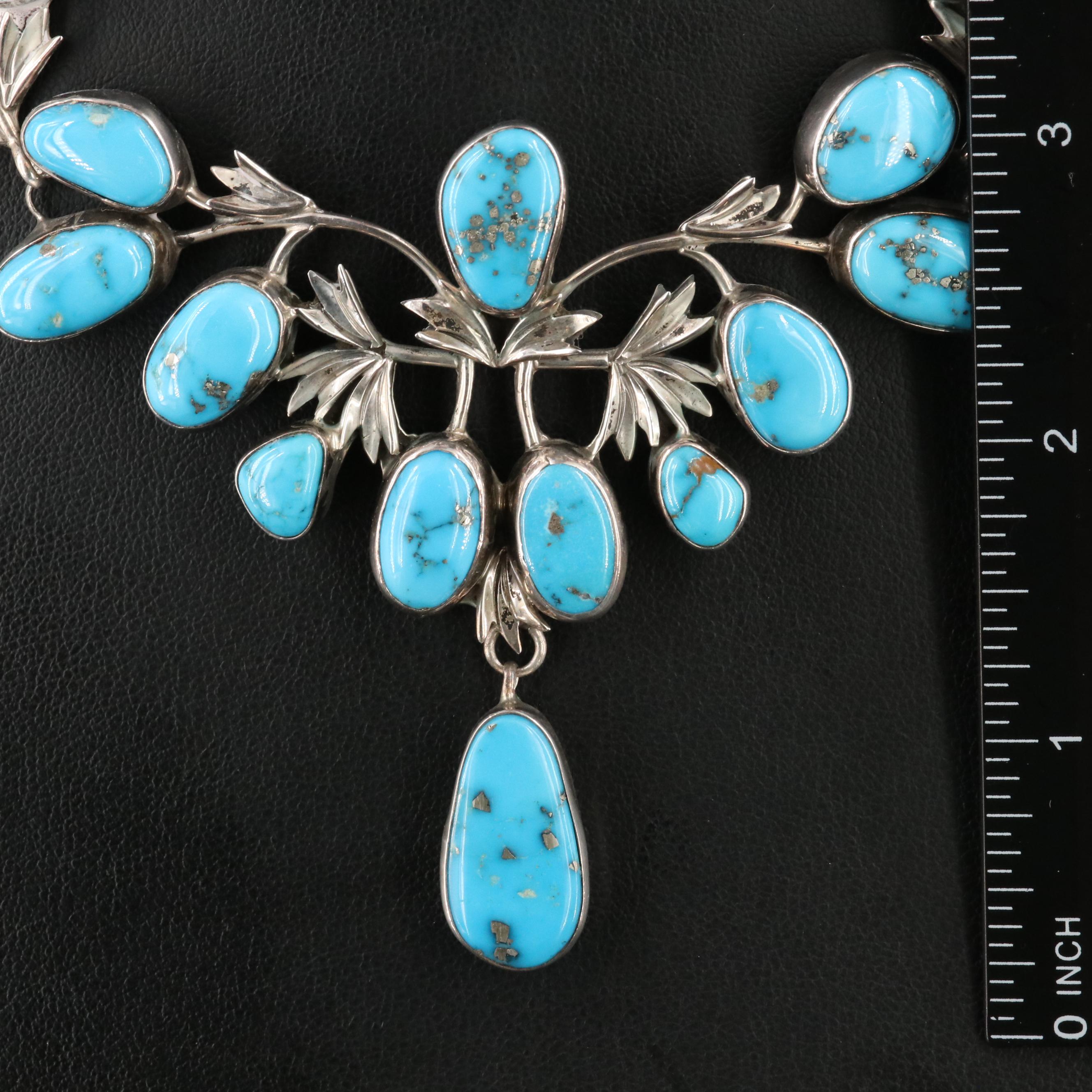 Sharon Sandoval Navajo Diné Sterling Turquoise Bib Necklace