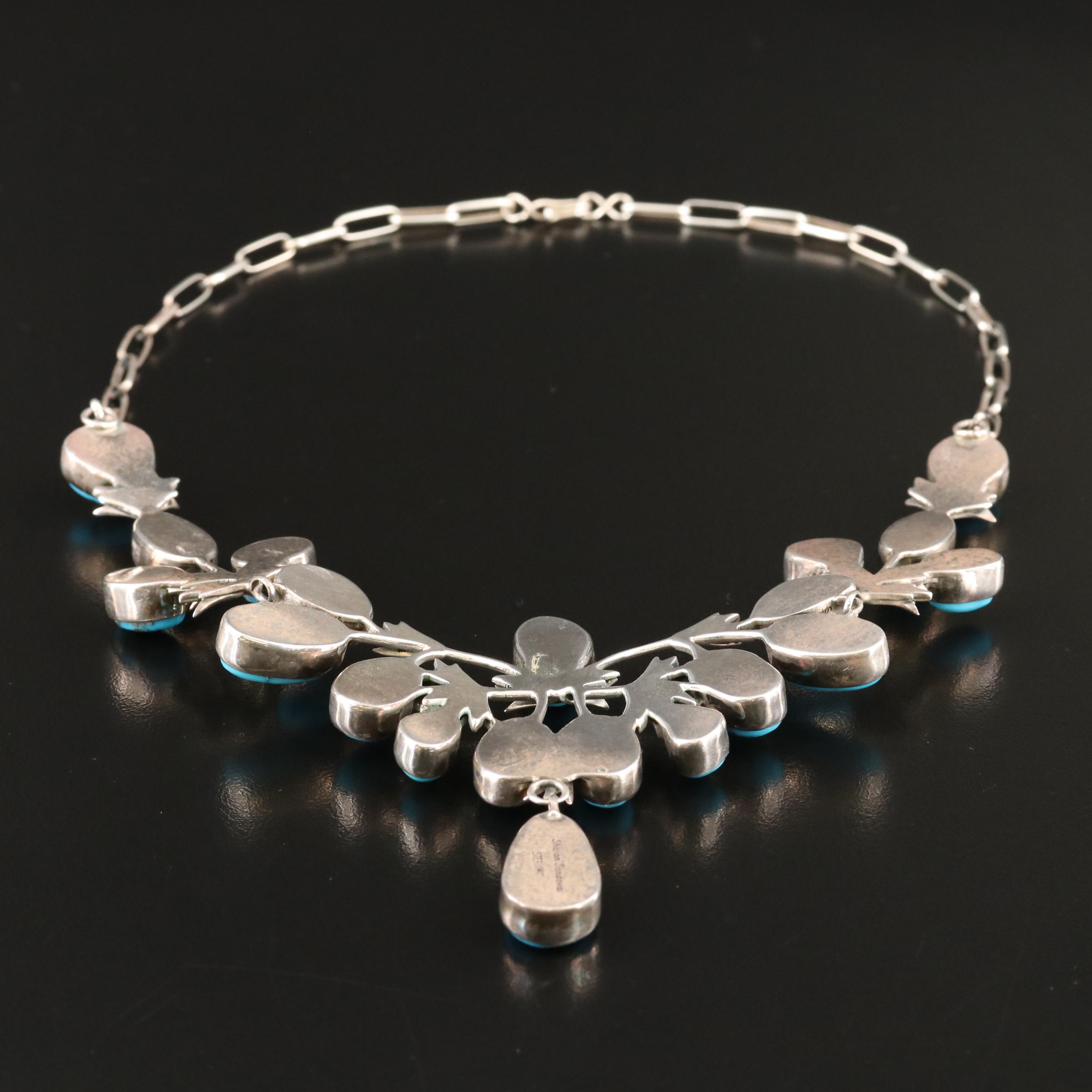 Sharon Sandoval Navajo Diné Sterling Turquoise Bib Necklace