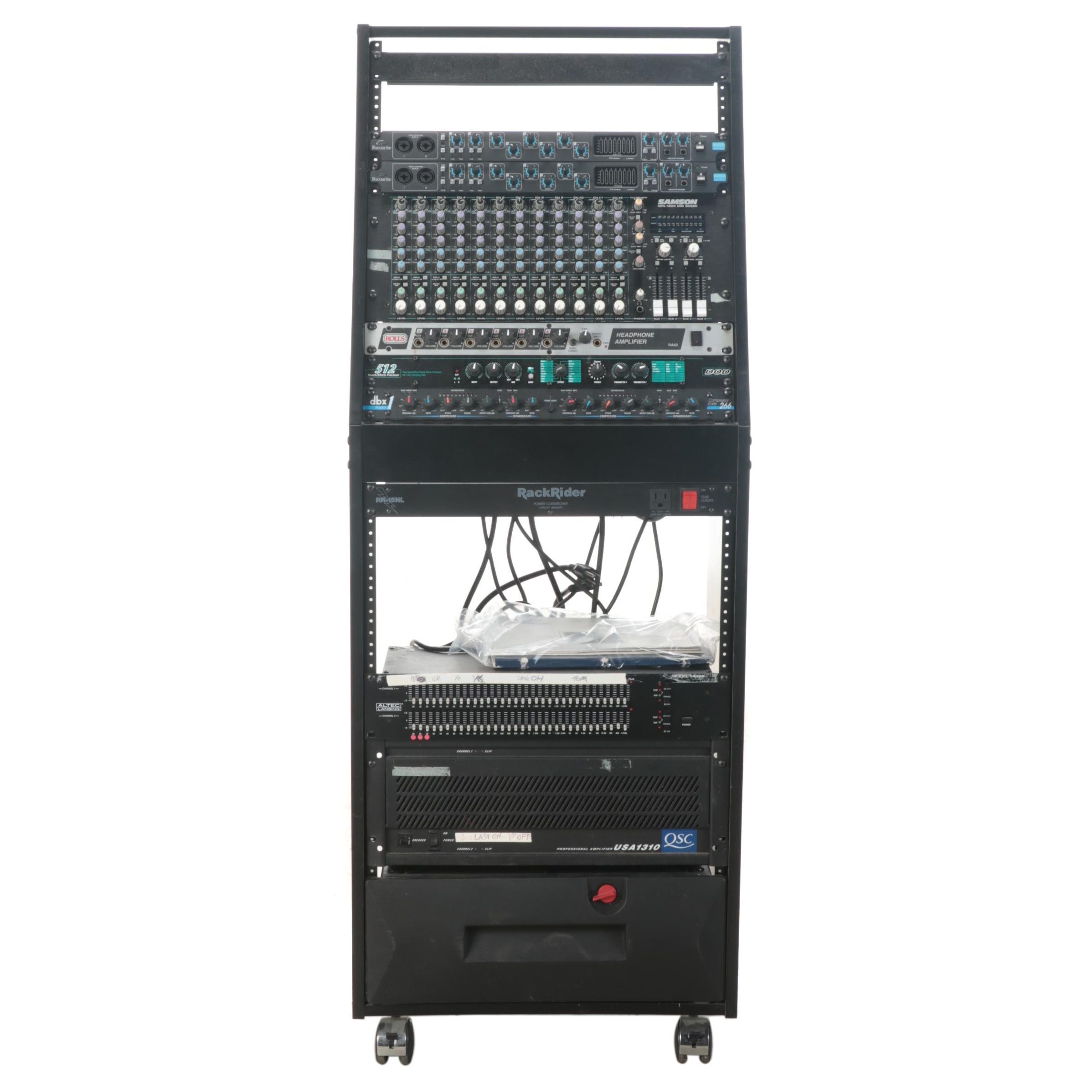 Portable Soundmixer Rack With Components