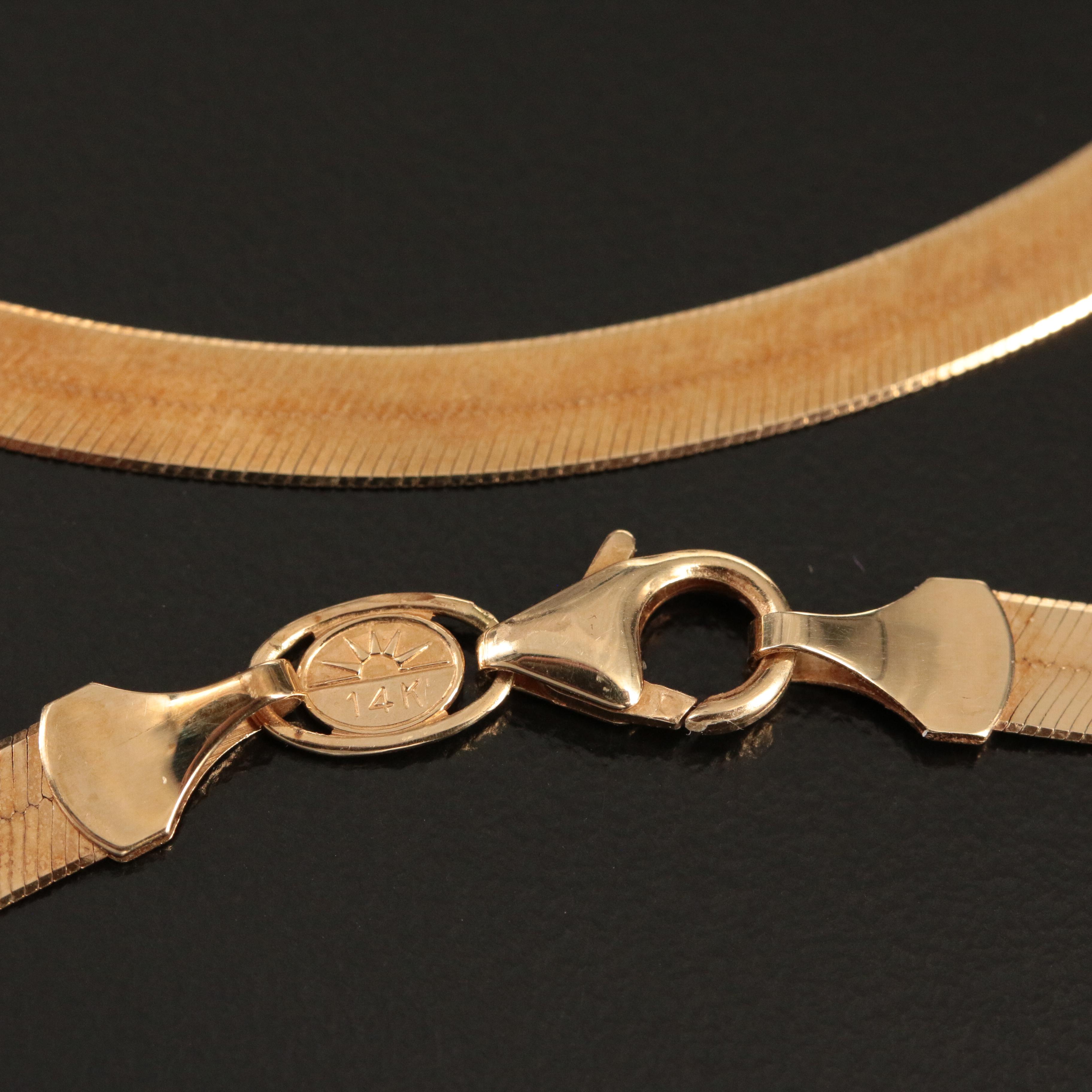 14K Herringbone Necklace