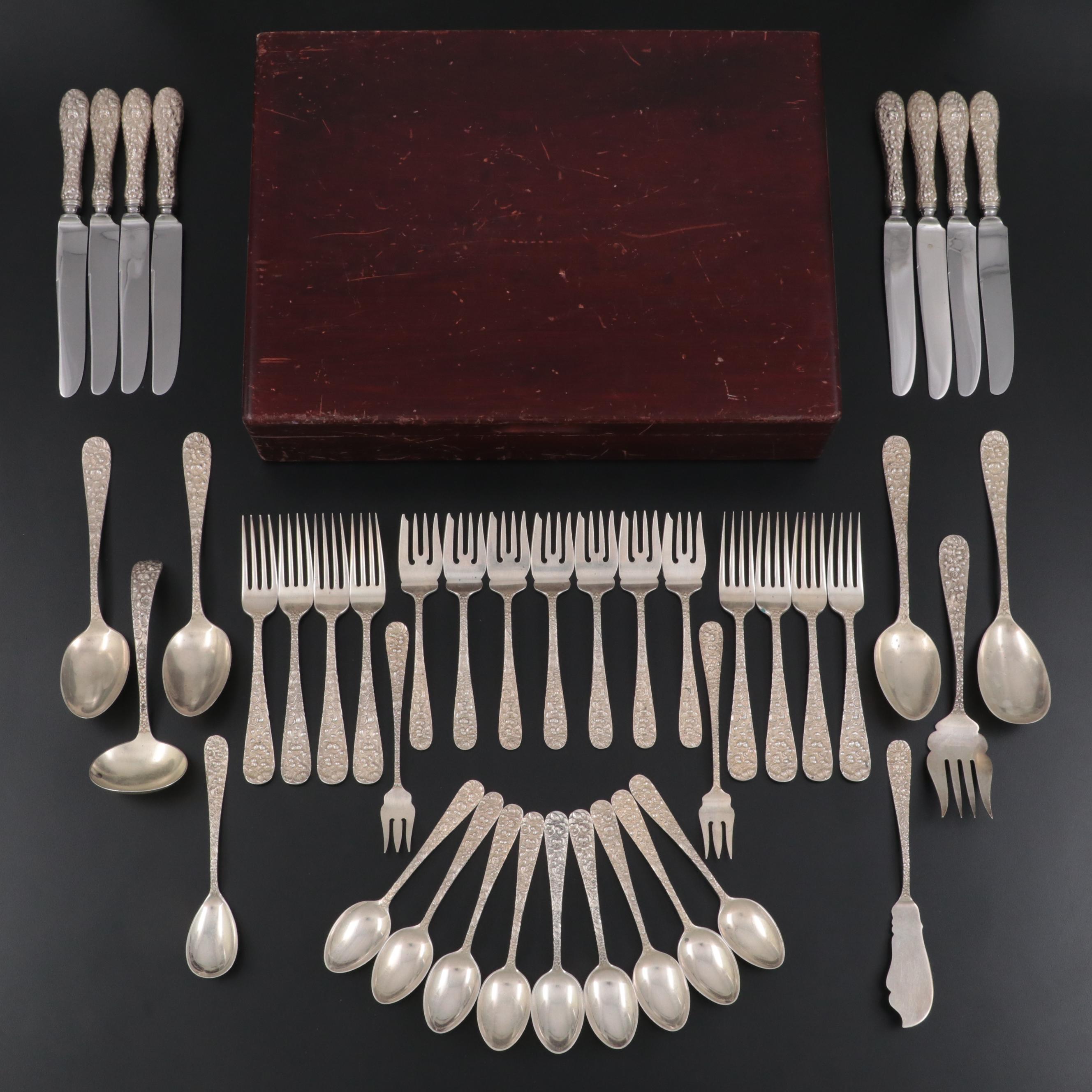 Stieff "Repoussé" Sterling Silver Flatware in Flatware Chest