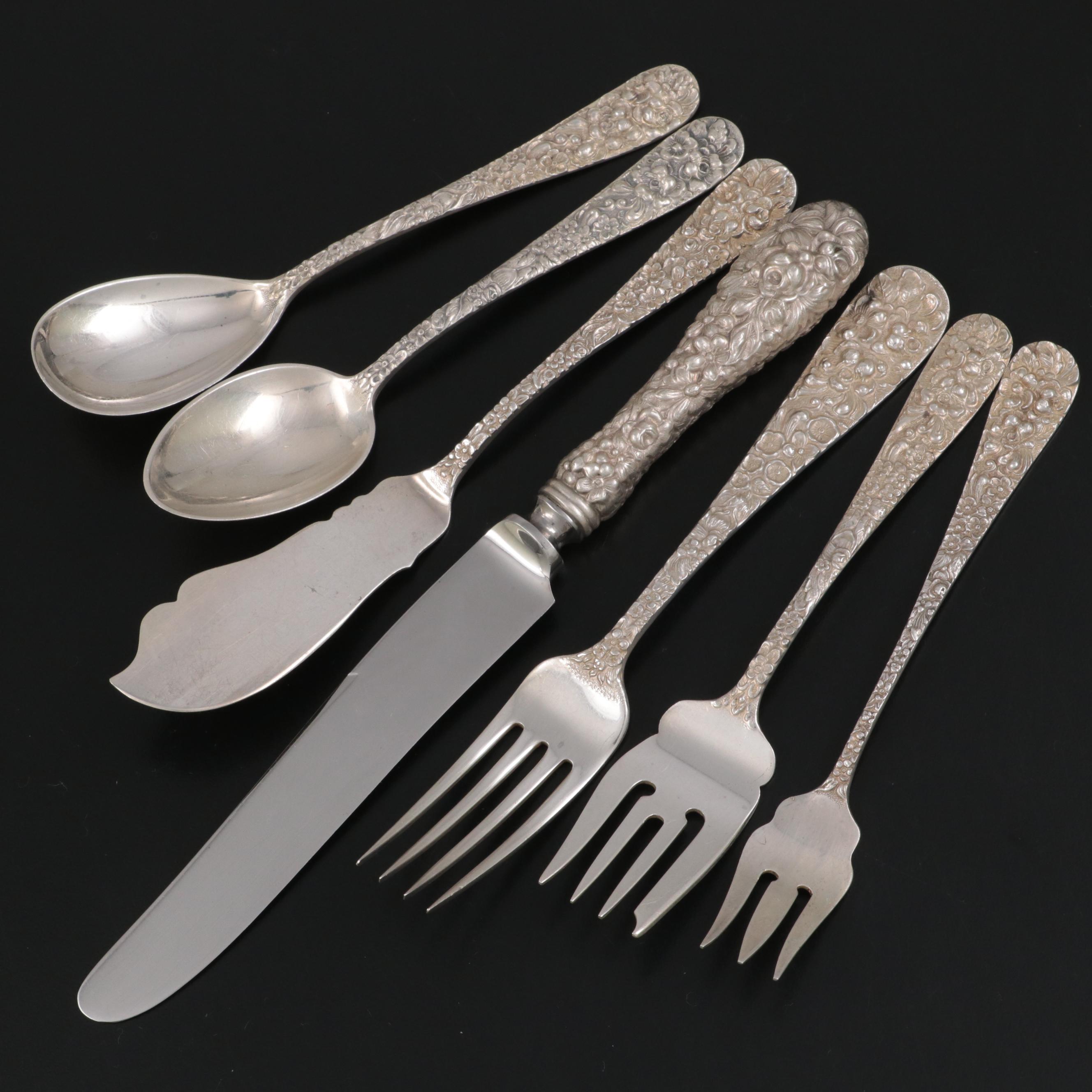 Stieff "Repoussé" Sterling Silver Flatware in Flatware Chest