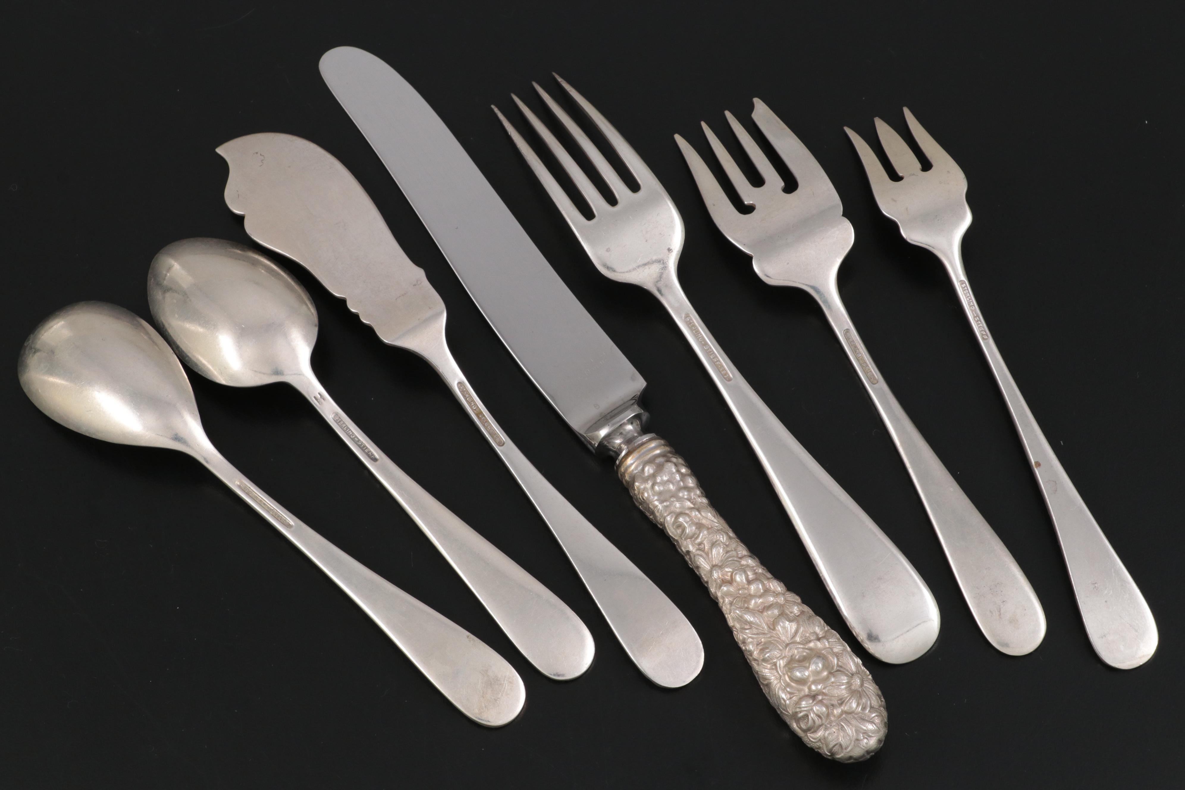 Stieff "Repoussé" Sterling Silver Flatware in Flatware Chest