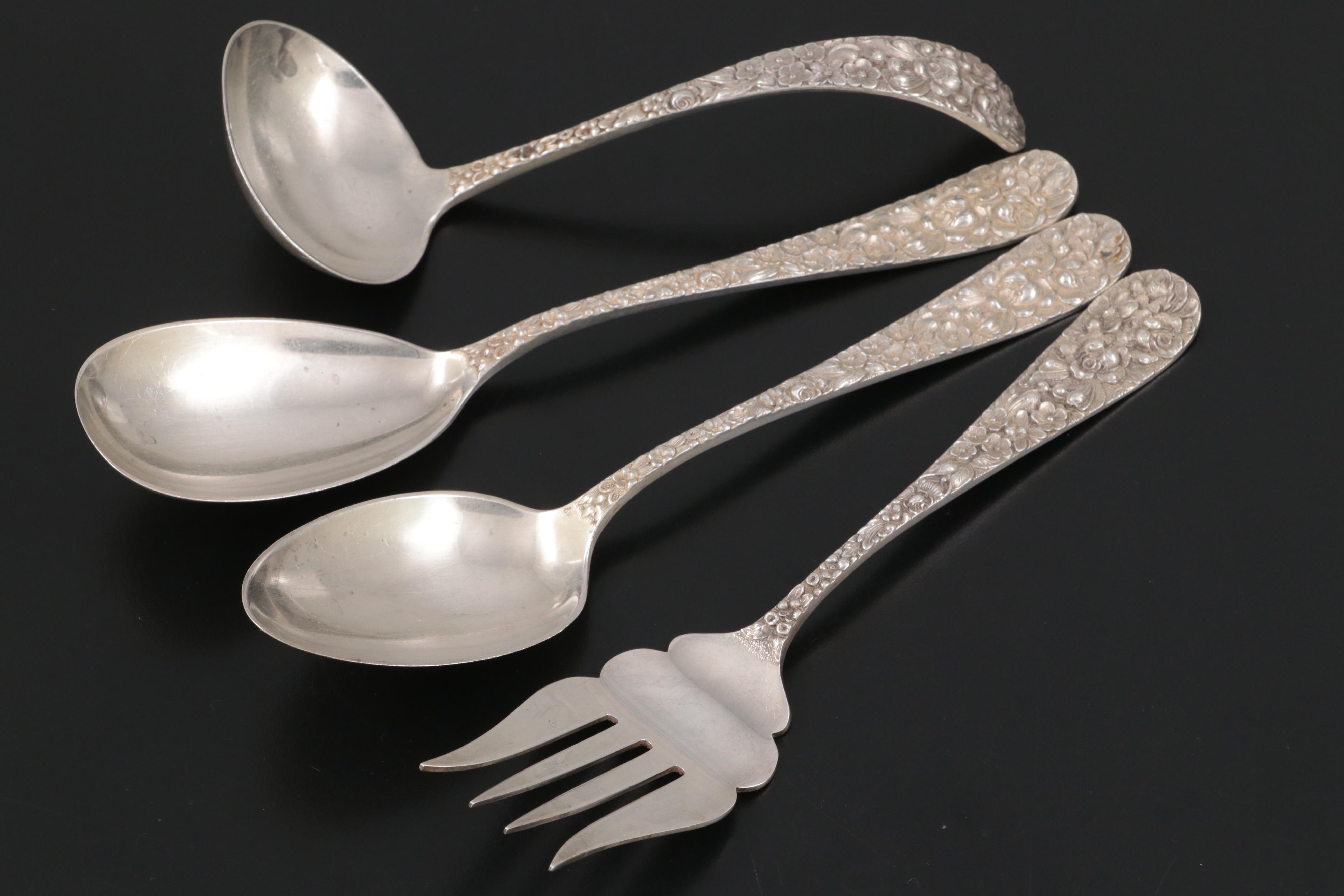Stieff "Repoussé" Sterling Silver Flatware in Flatware Chest