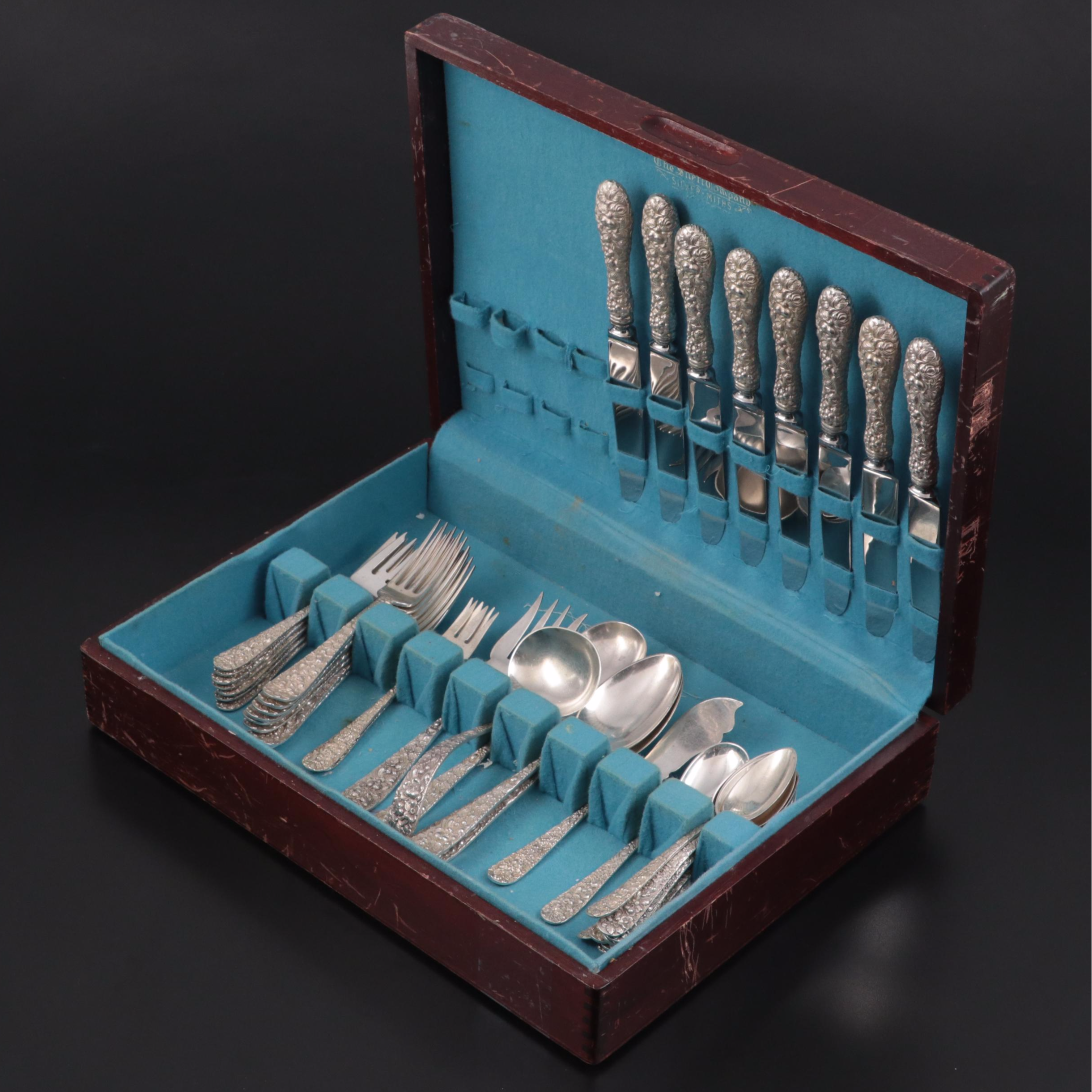 Stieff "Repoussé" Sterling Silver Flatware in Flatware Chest