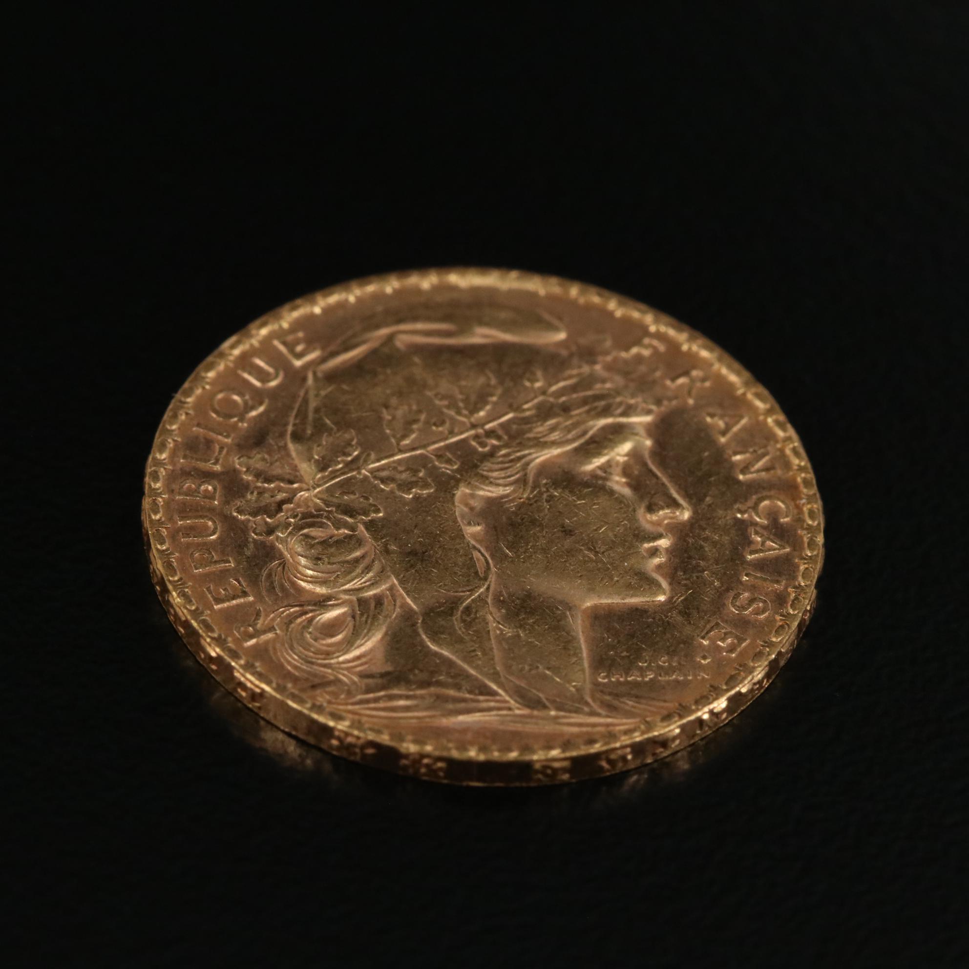 1912 France 20-Franc Gold Coin