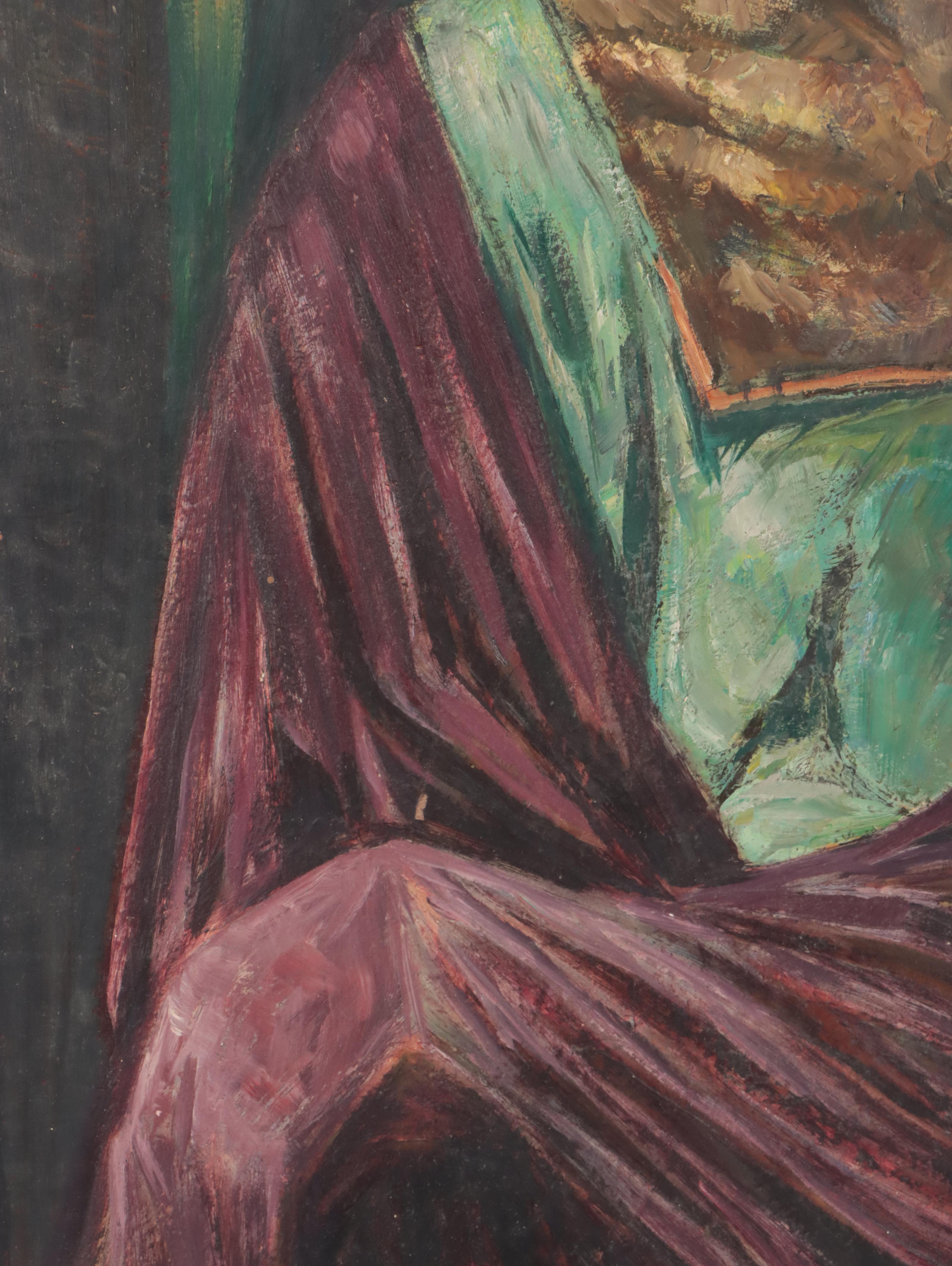 William Ernst Hentschel Oil Painting "Mountain Woman," 1922