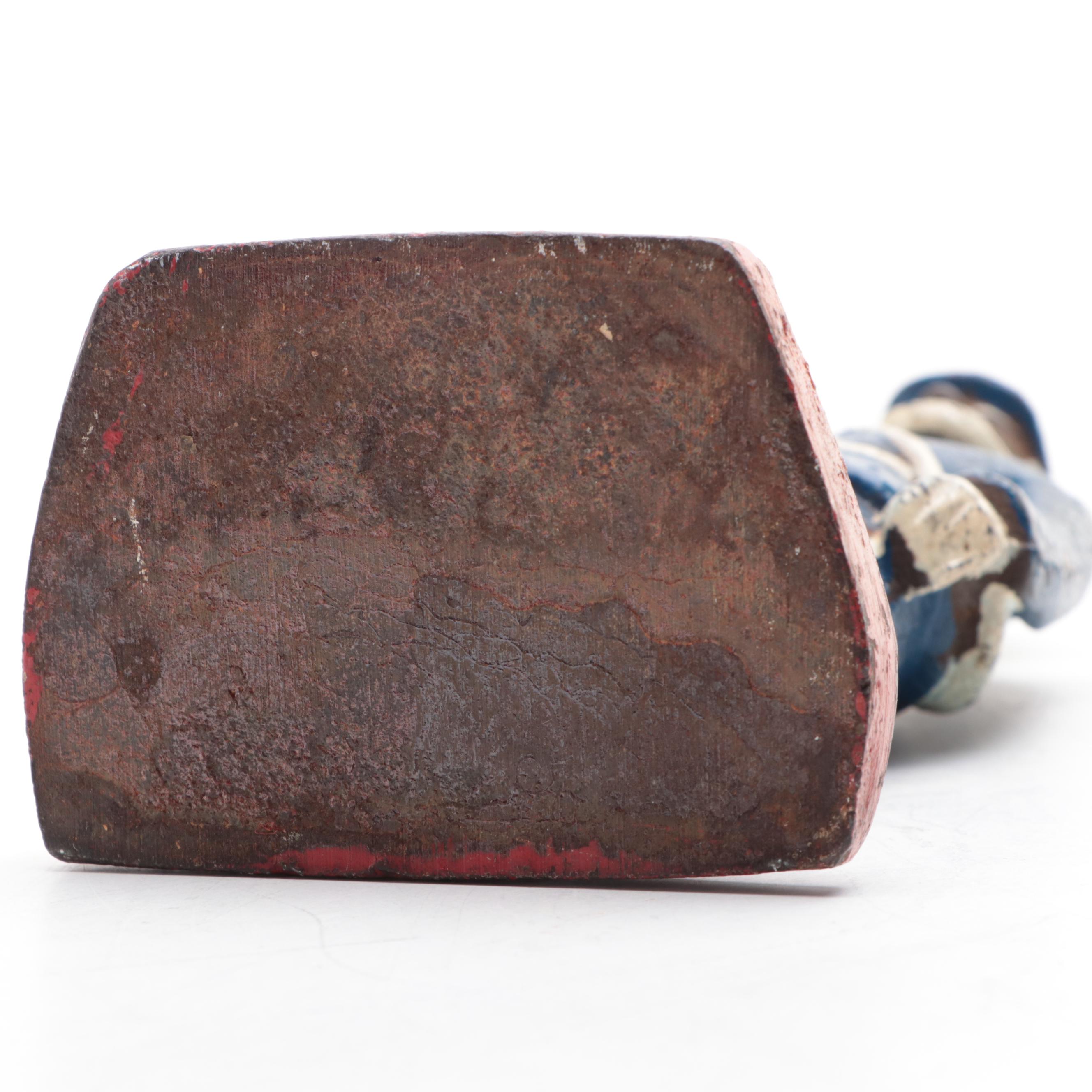 Painted Cast Iron Union Soldier Bookend and Other Polychrome Metal Figurine