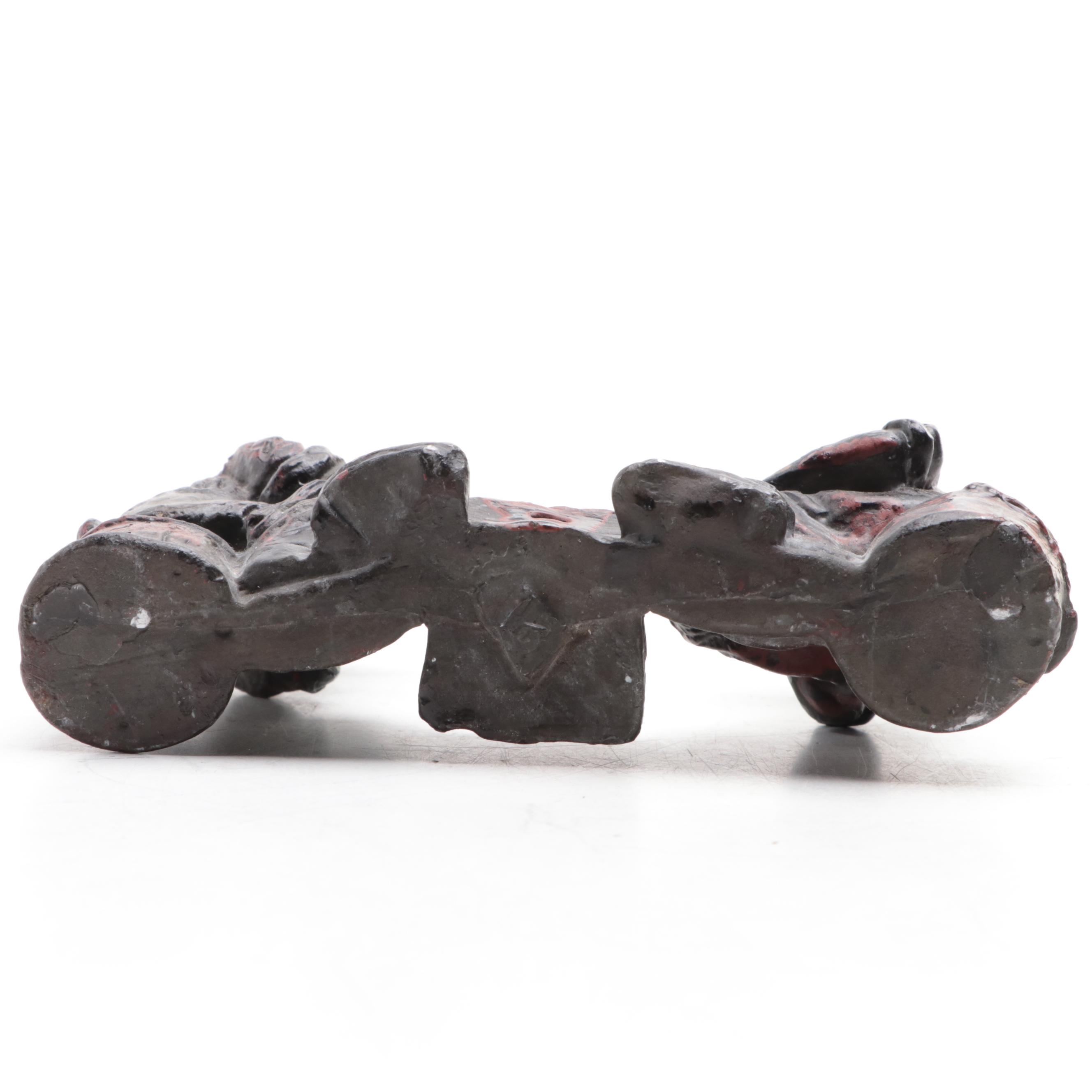 Painted Cast Iron Union Soldier Bookend and Other Polychrome Metal Figurine