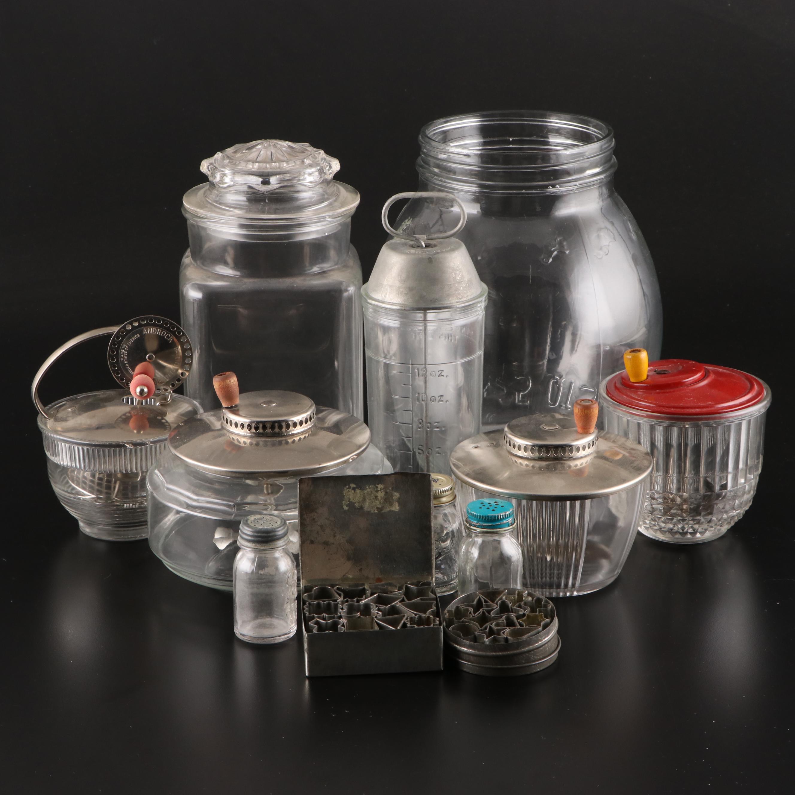 Metal Cookie Cutters with Nut Choppers and Other Kitchen Gadgets, Mid-20th C.