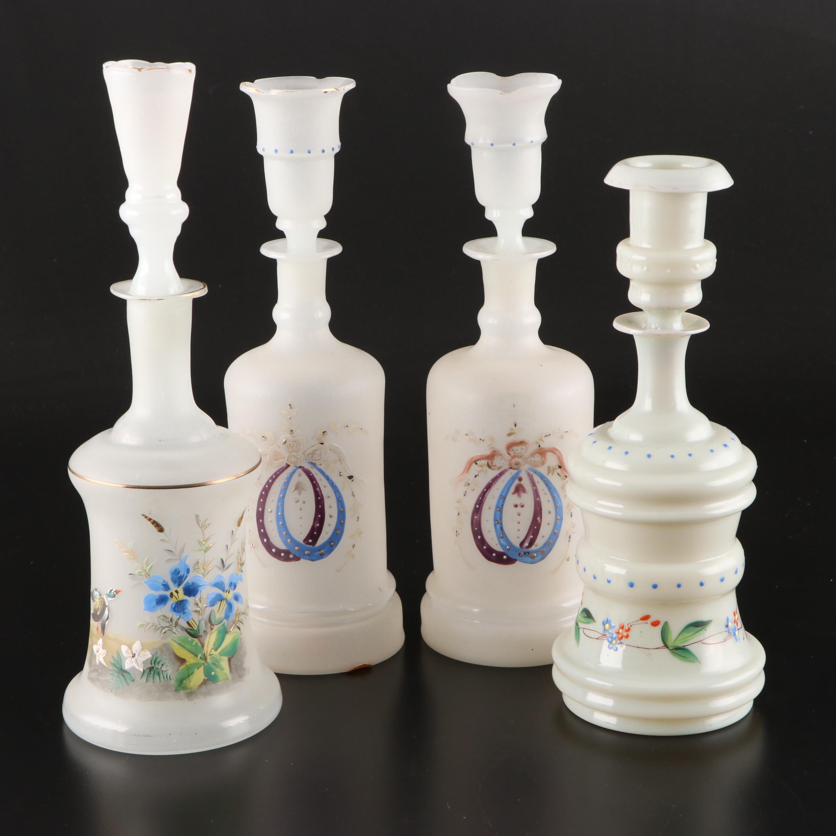 Victorian Bristol Glass and Opaline Glass Bottles, Late 19th Century