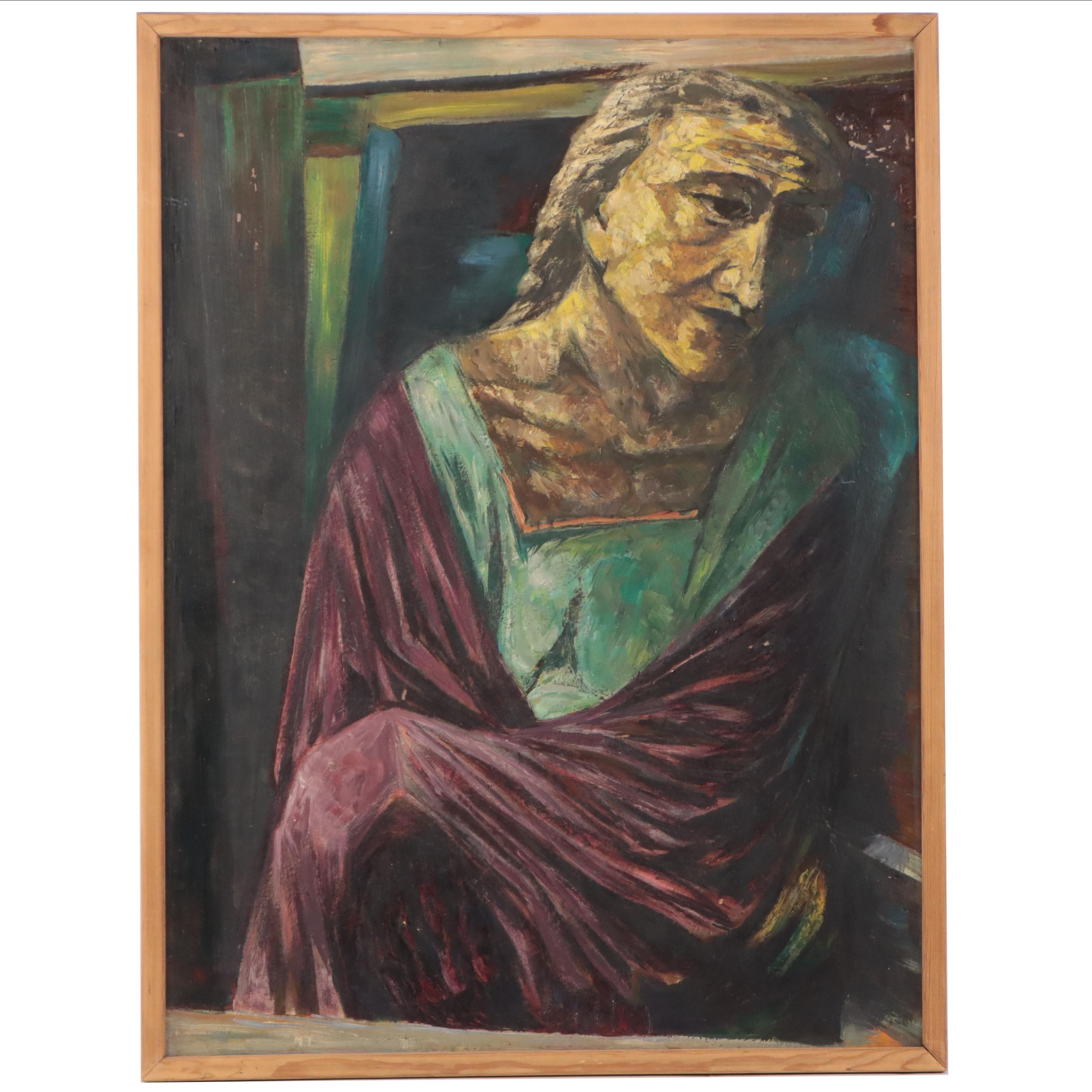 William Ernst Hentschel Oil Painting "Mountain Woman," 1922