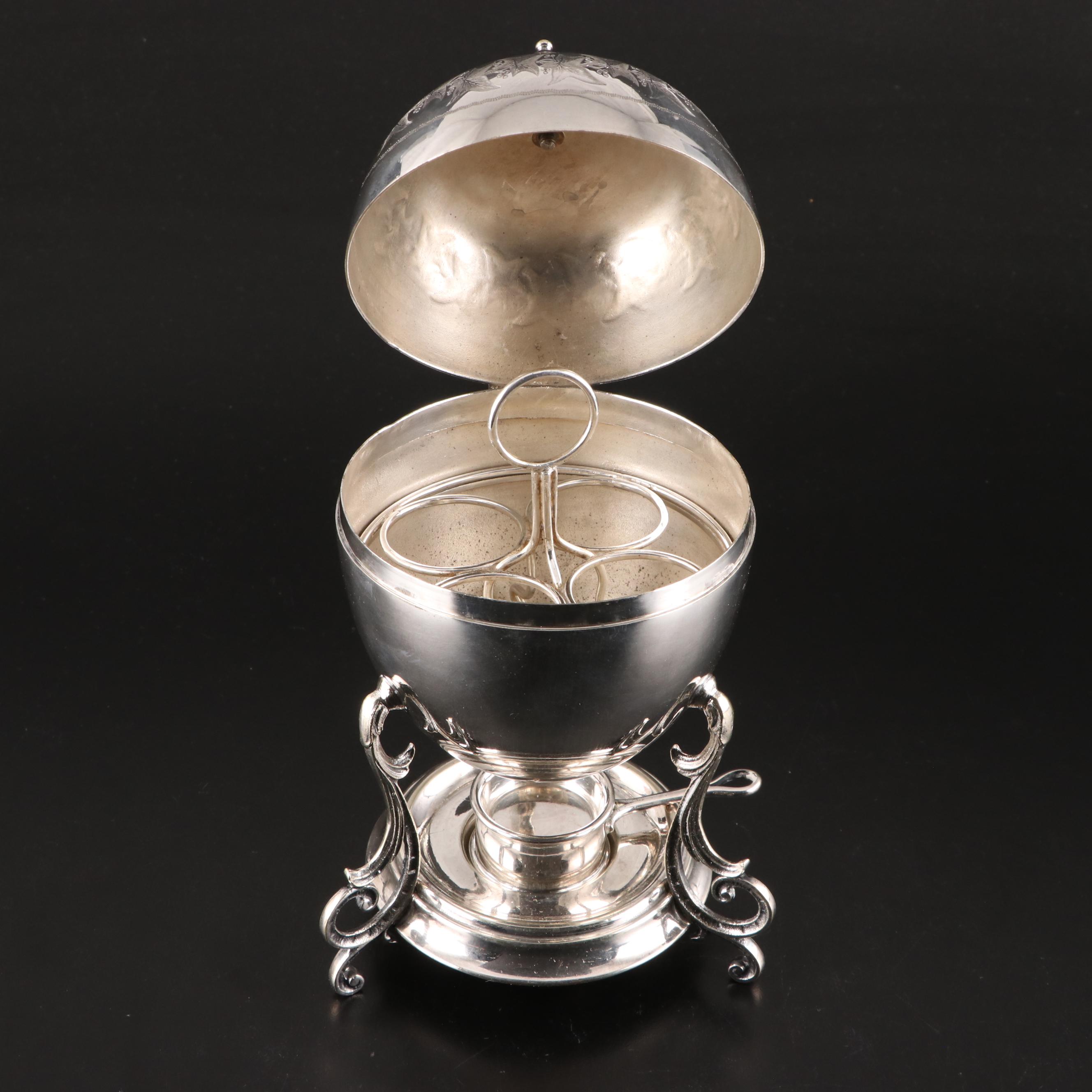 Victorian Style Silver Plate Egg Coddler