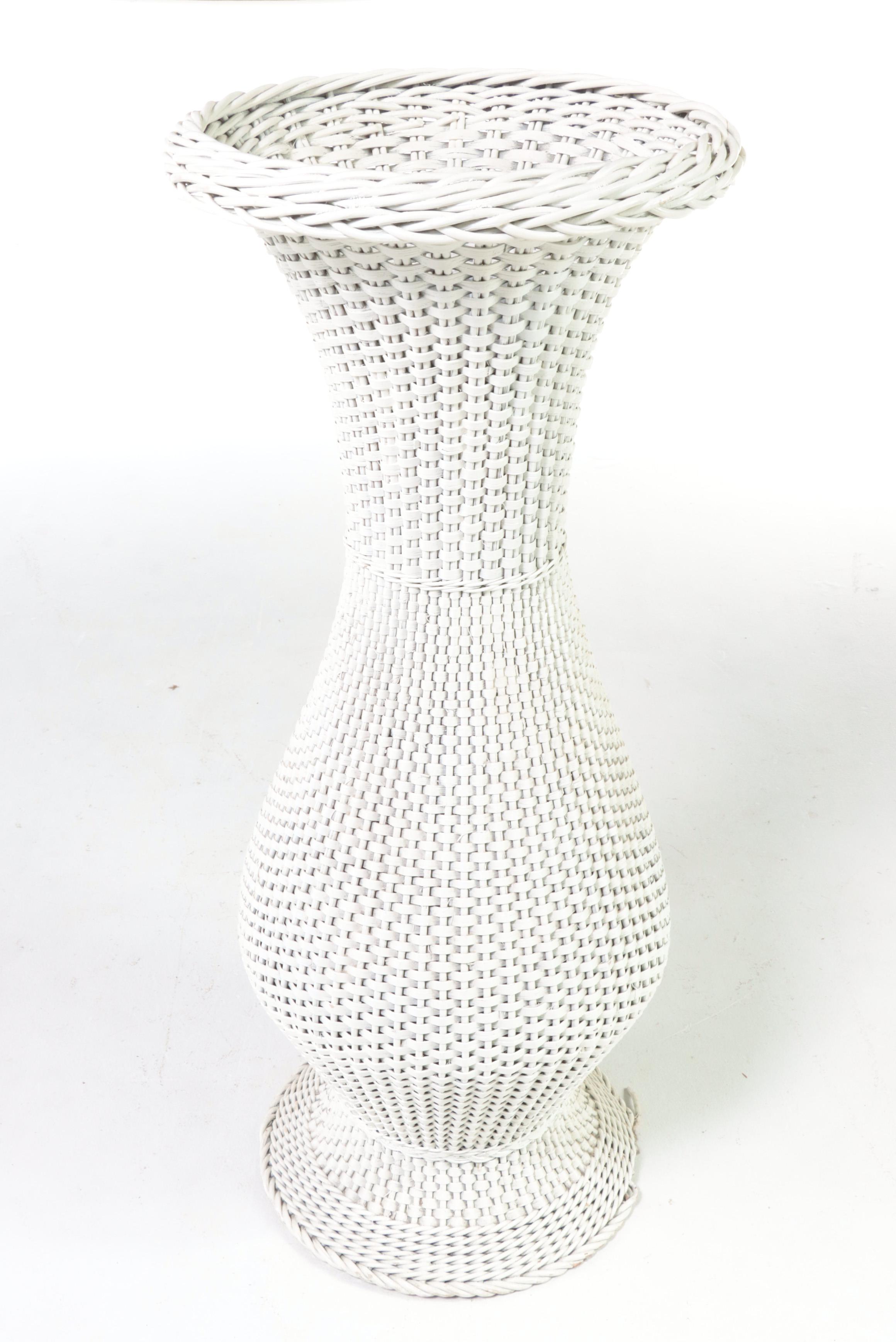 White Wicker Floor Vases EBTH