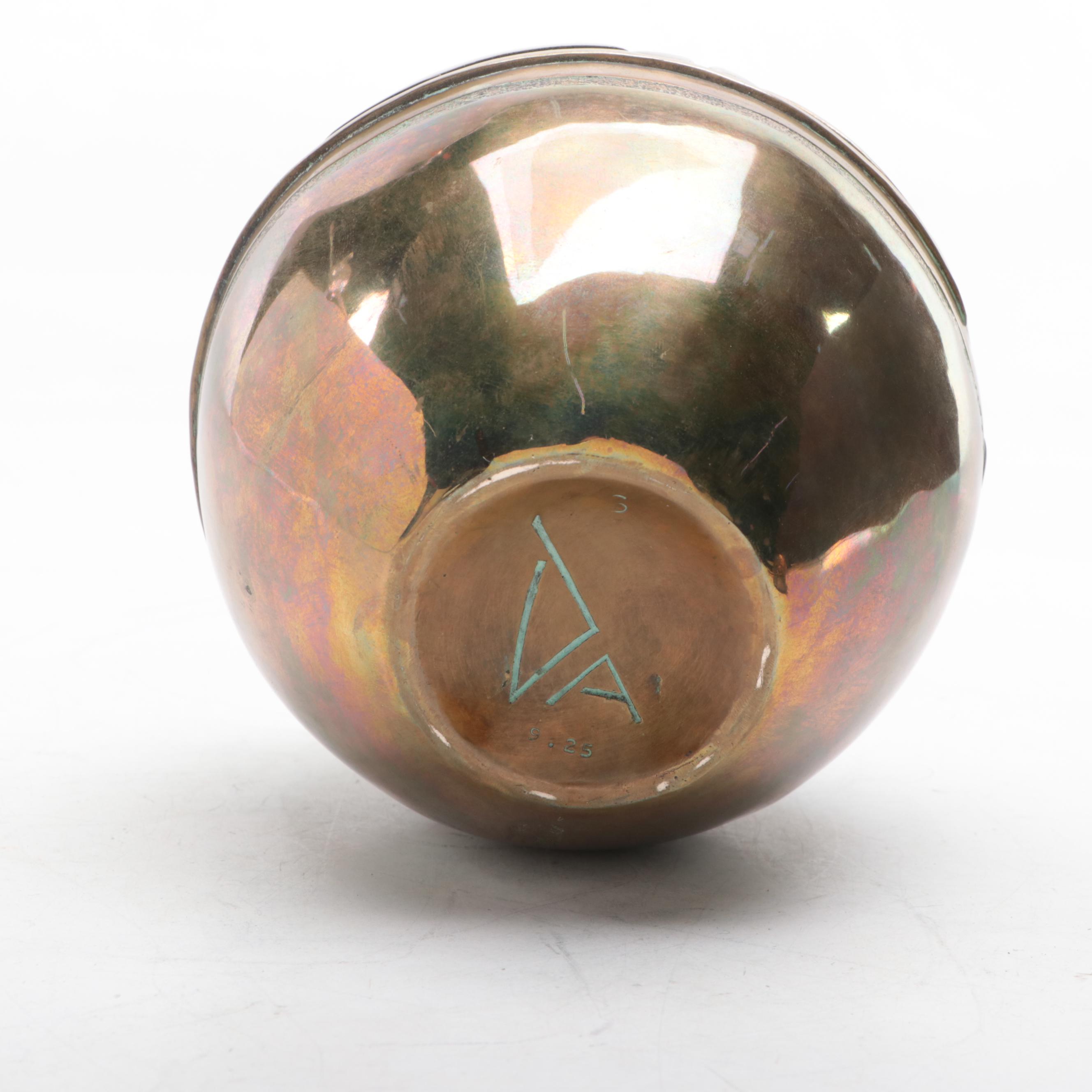 Tony Da San Ildefonso Pueblo Cast Bronze and Turquoise Lizard Lidded Jar