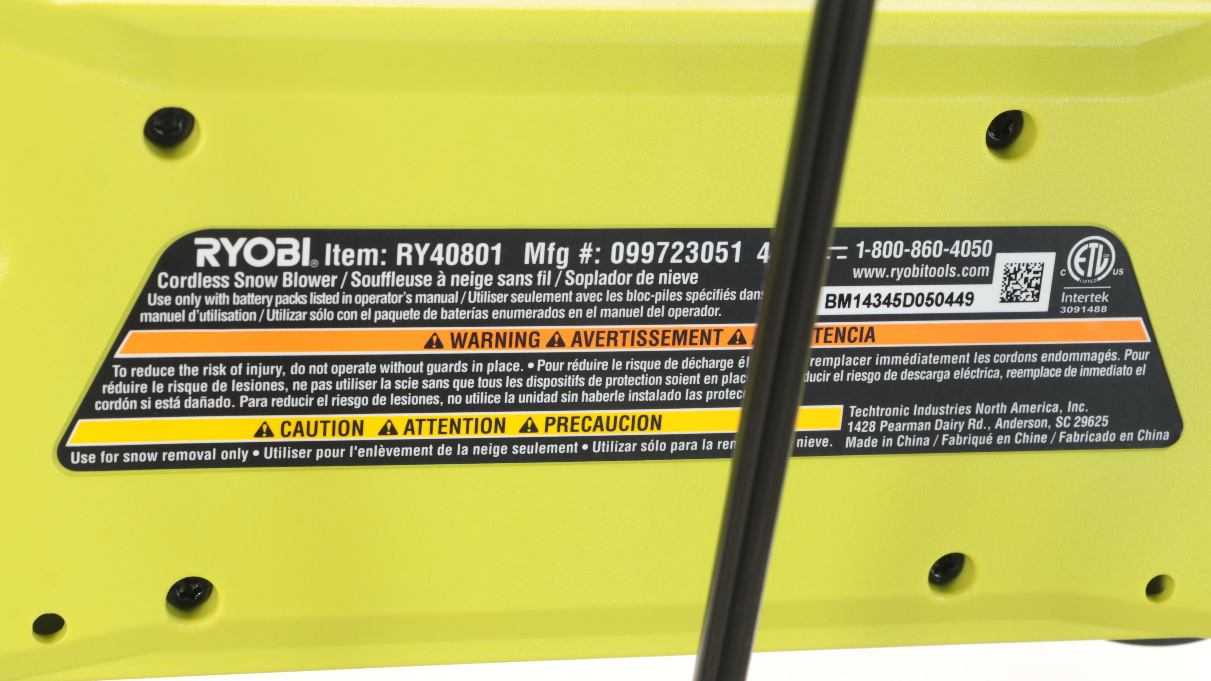 Ryobi 20" Brushless Cordless Snow Blower and Hedge Trimmer With Charger