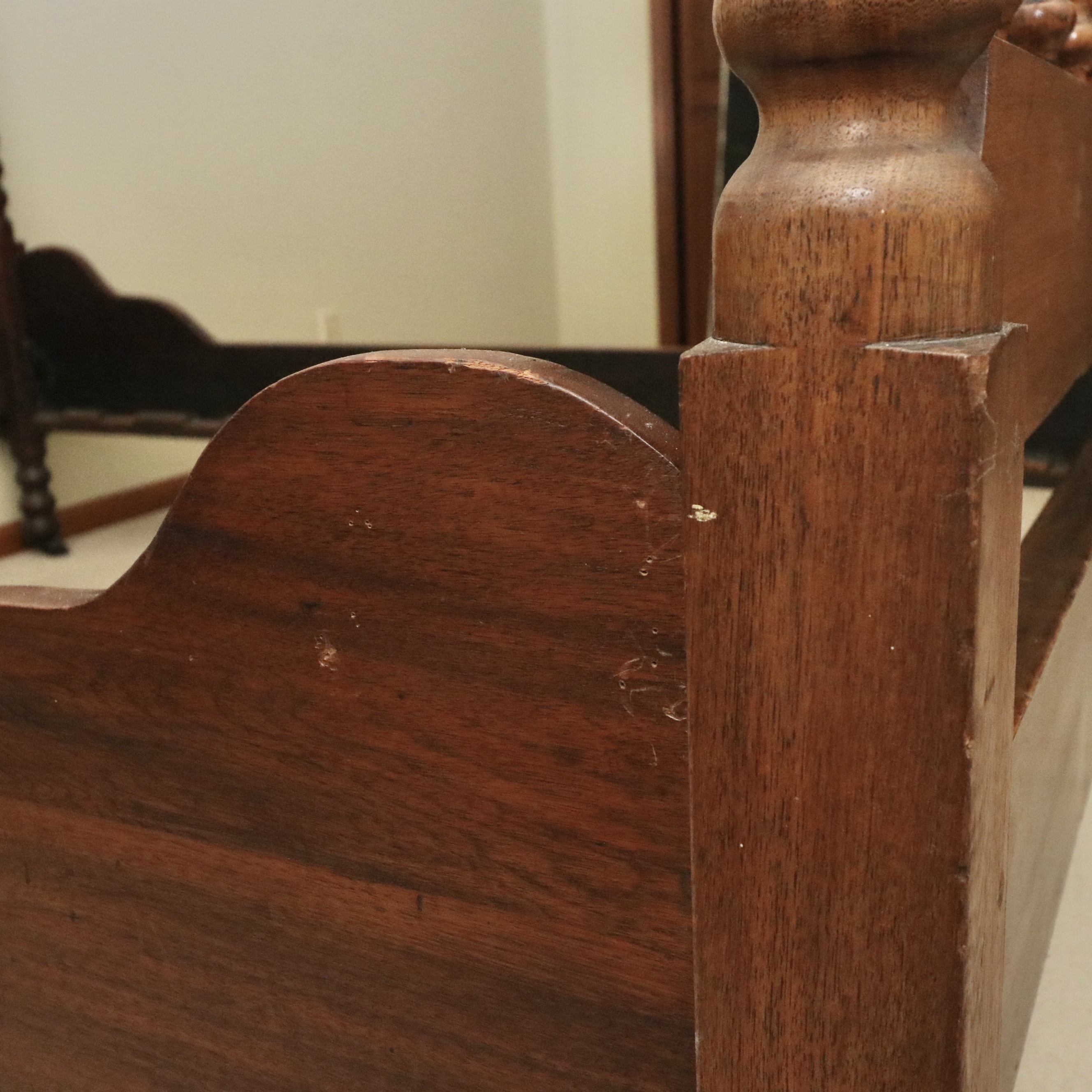 Walnut Four-Poster Spindle Full Bed, Late 19th Century