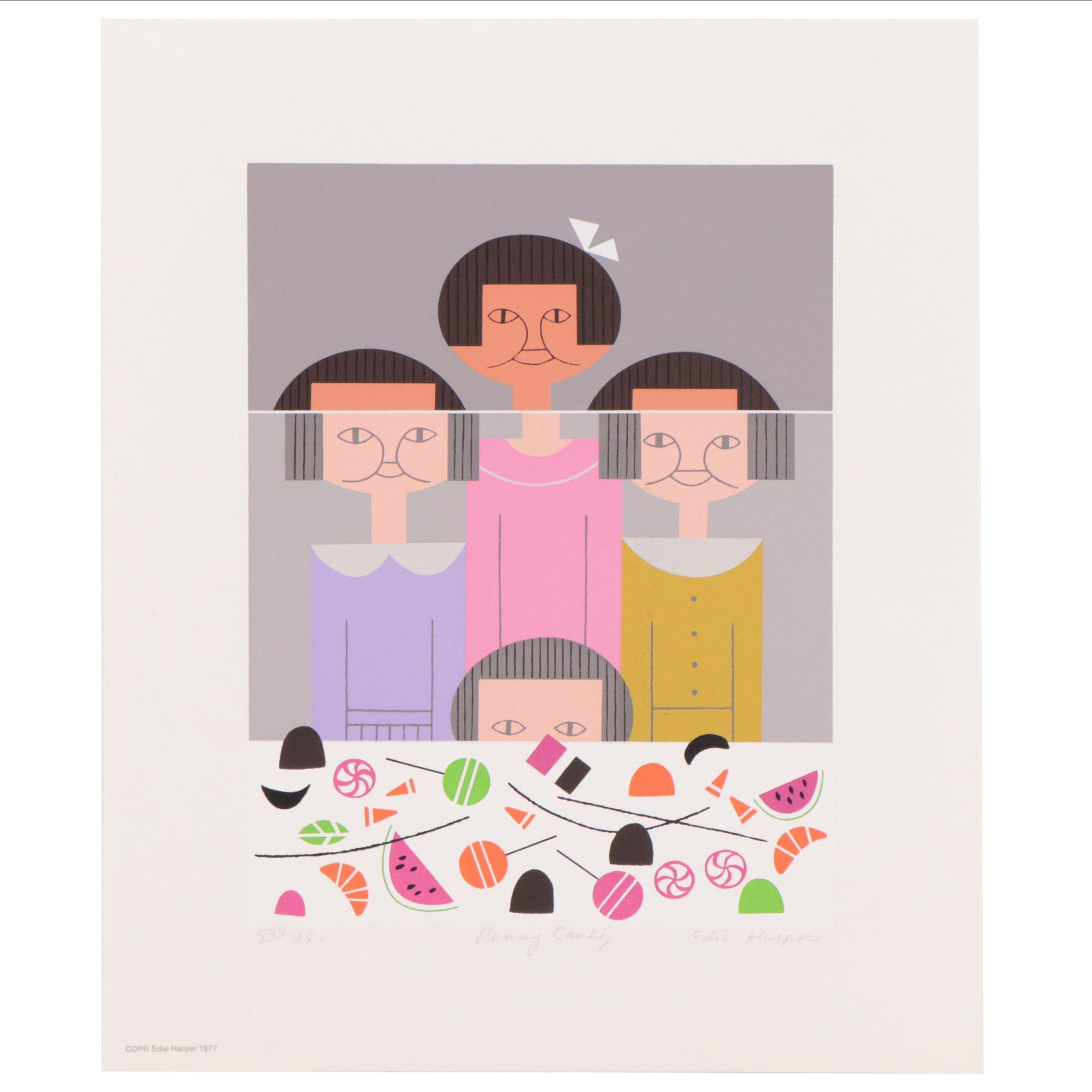 Edie Harper Serigraph "Penny Candy," 1977