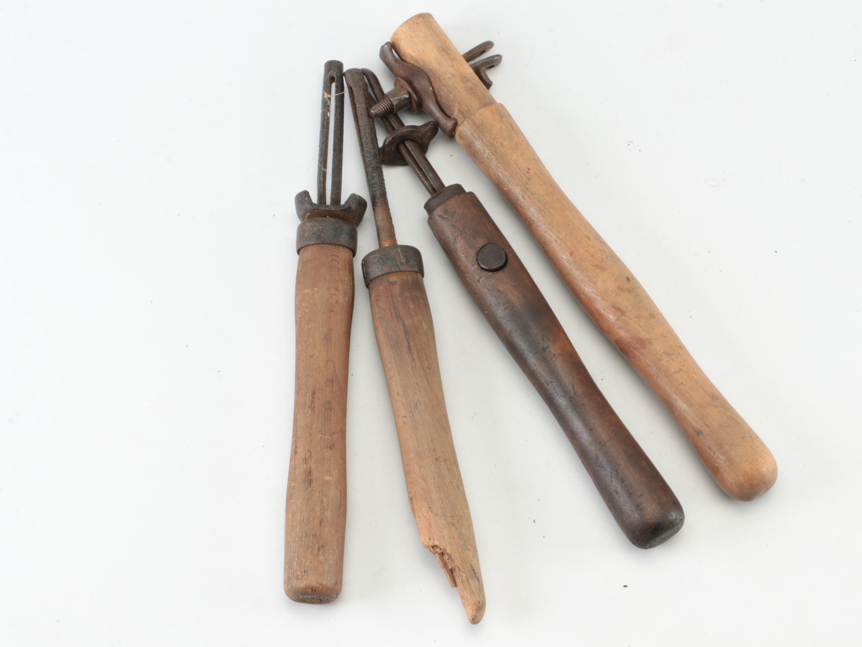 Antique Draw Knives and Logging Saws with Handles