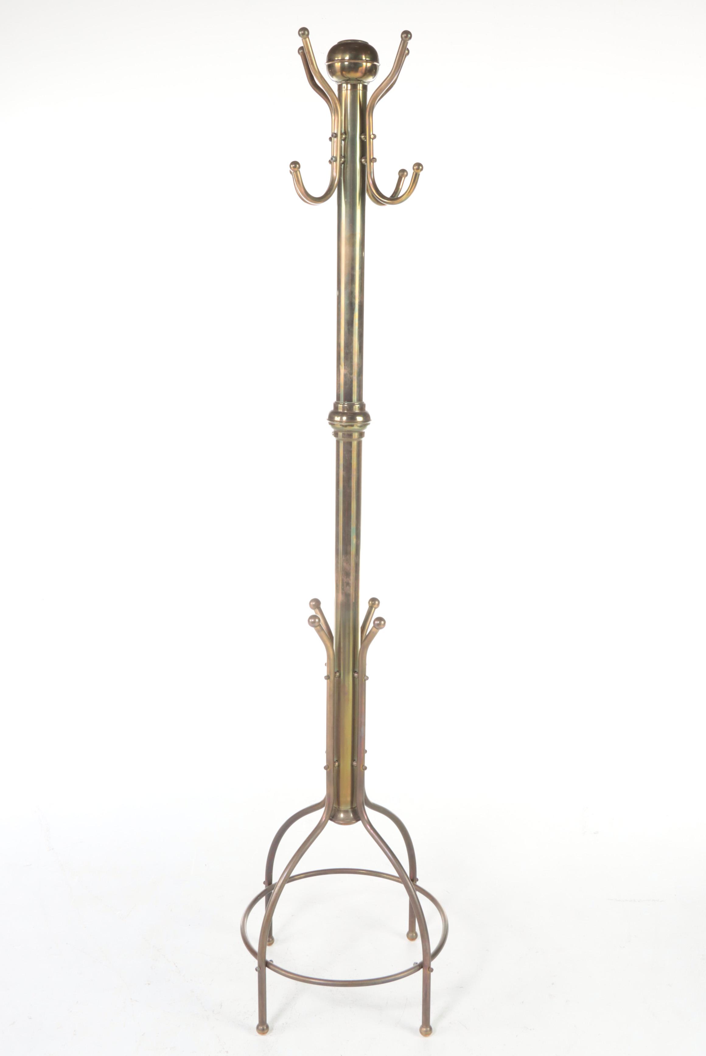 Tubular Brass Hall Tree, 20th Century