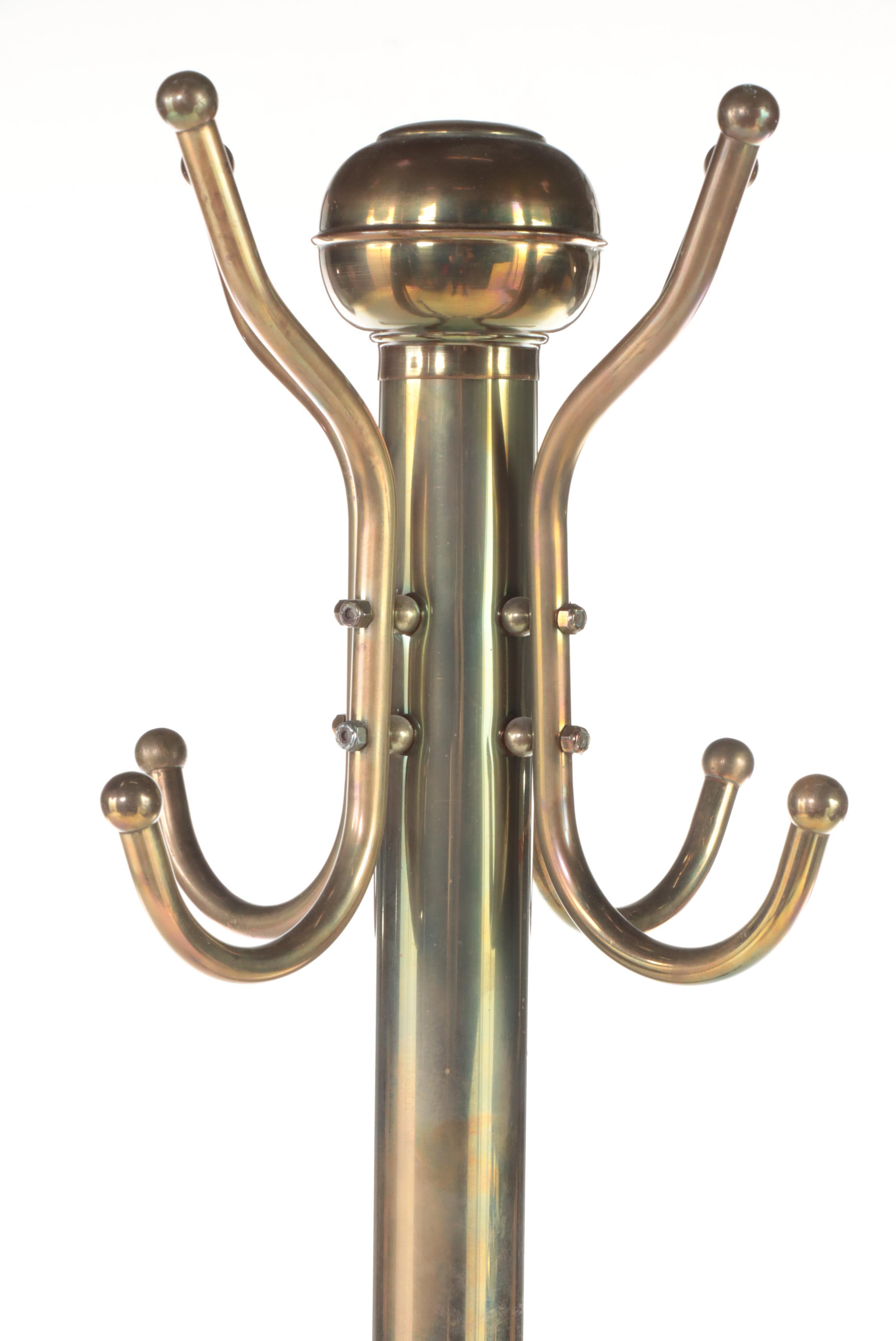 Tubular Brass Hall Tree, 20th Century