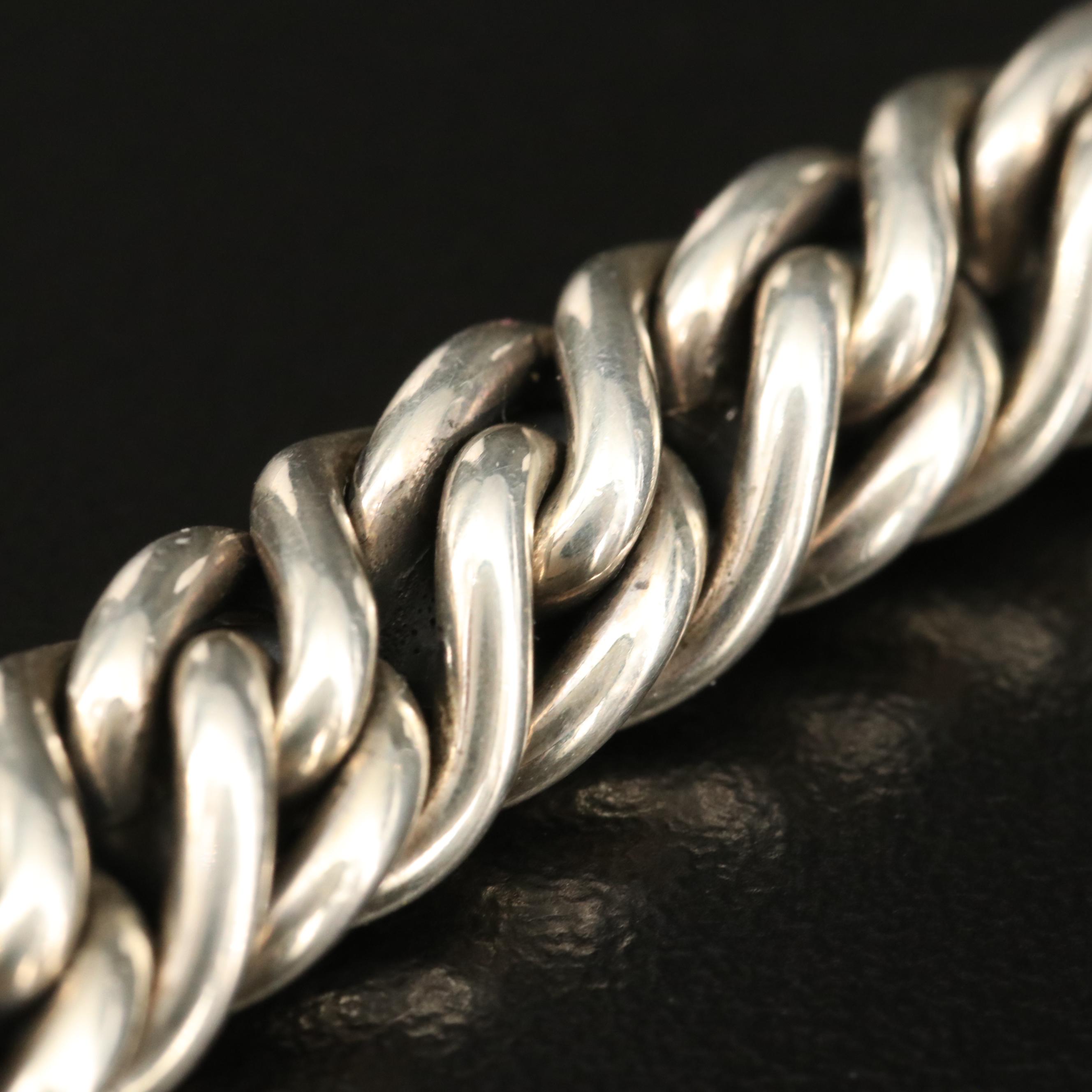 David Yurman Sterling Diamond "X" Wheat Chain Bracelet