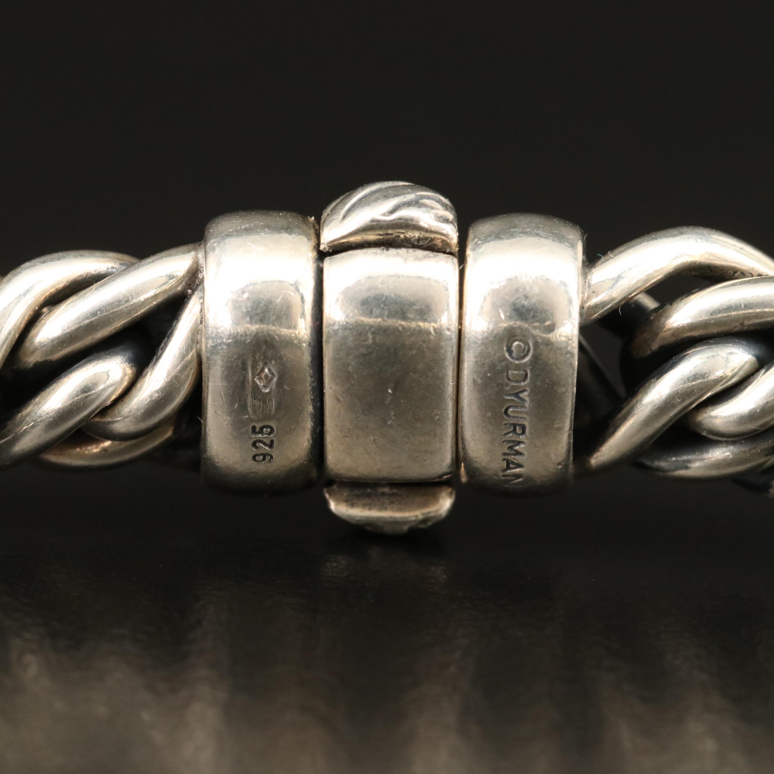 David Yurman Sterling Diamond "X" Wheat Chain Bracelet