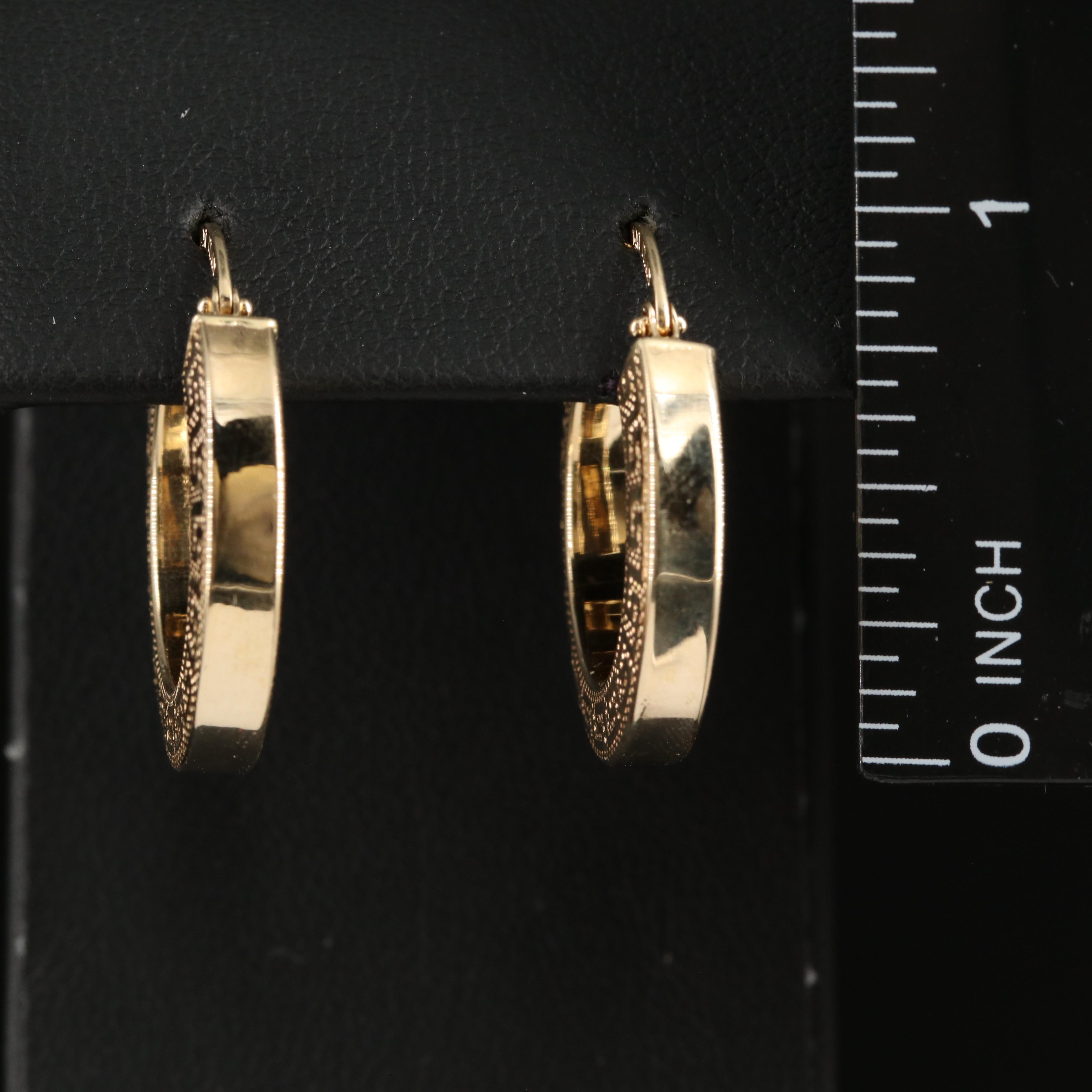 14K Greek Key Hoop Earrings