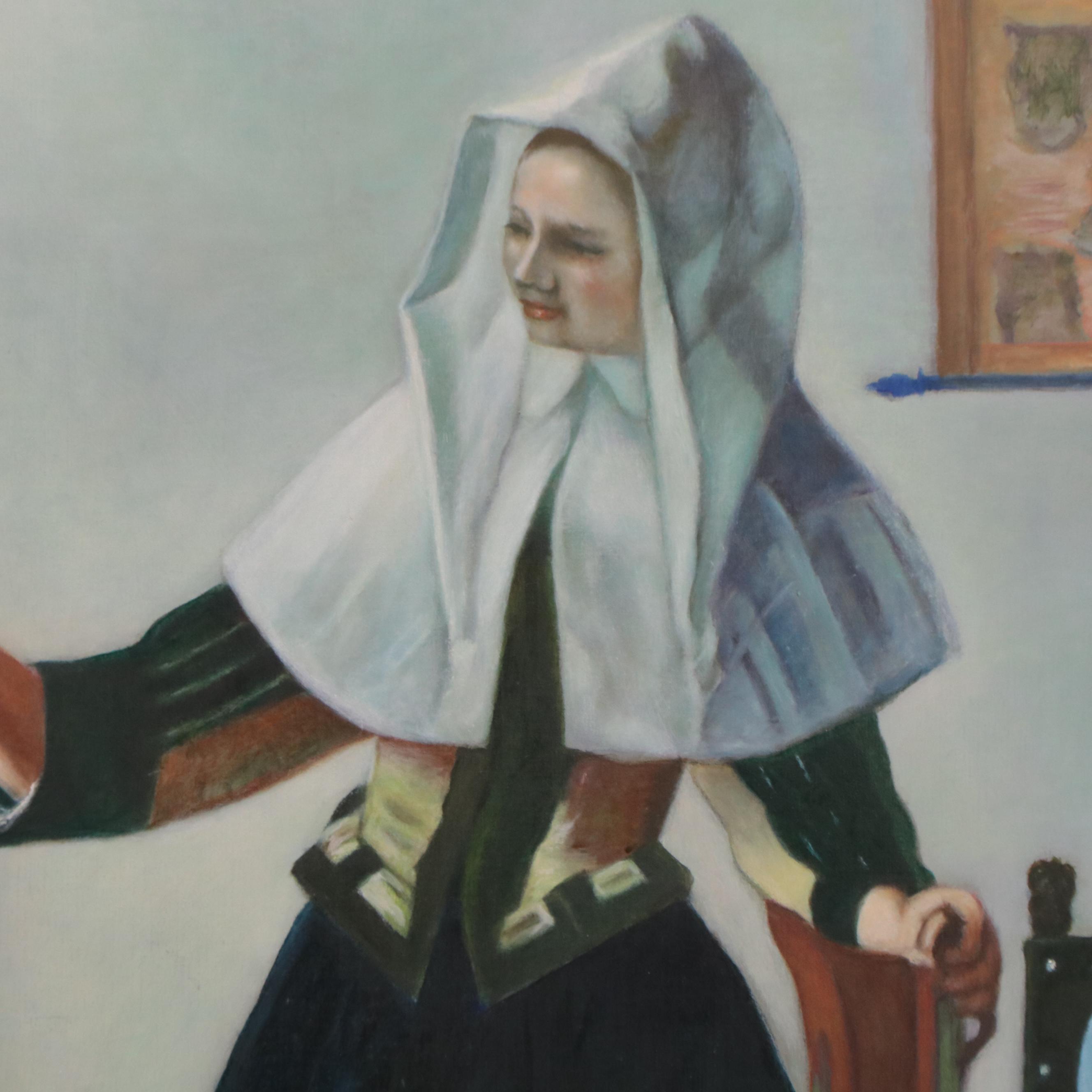 Oil Painting After Johannes Vermeer "Woman with a Water Jug"