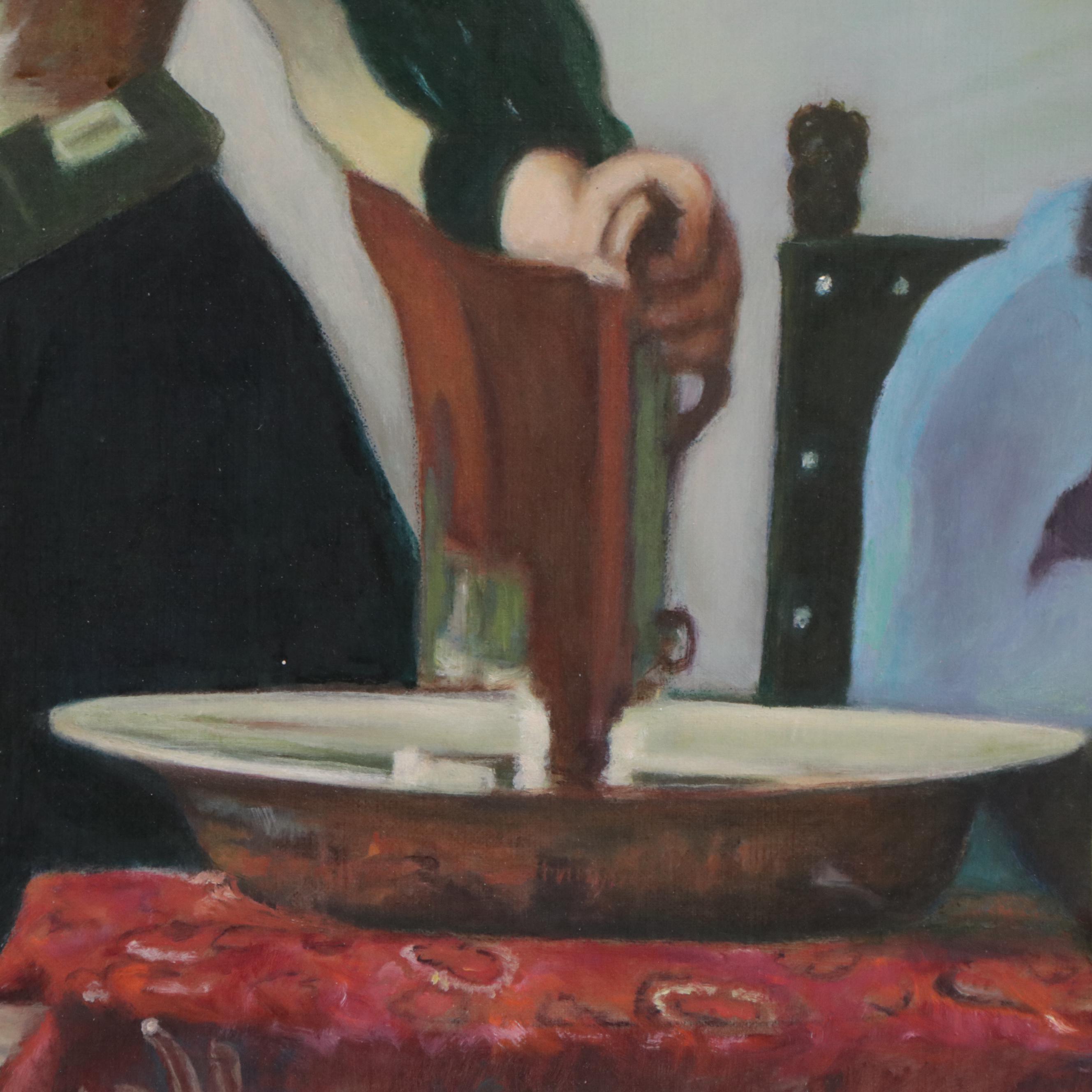 Oil Painting After Johannes Vermeer "Woman with a Water Jug"