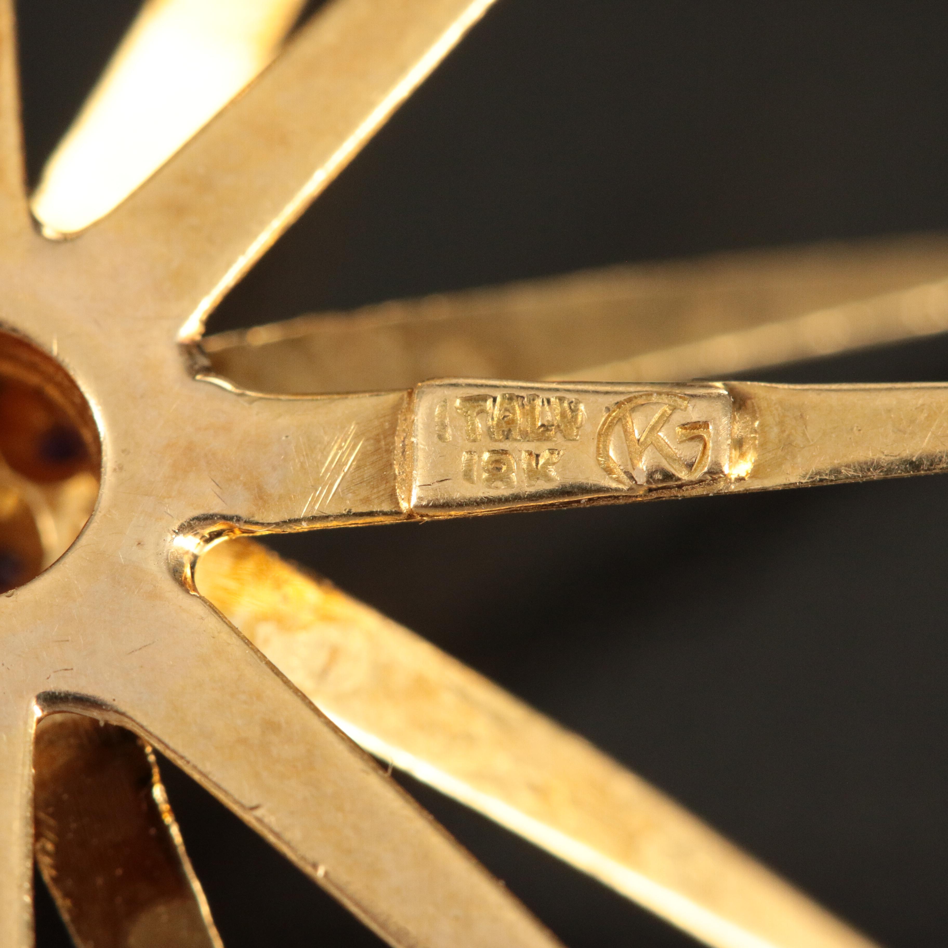 Vintage 18K Ruby Star Burst Brooch