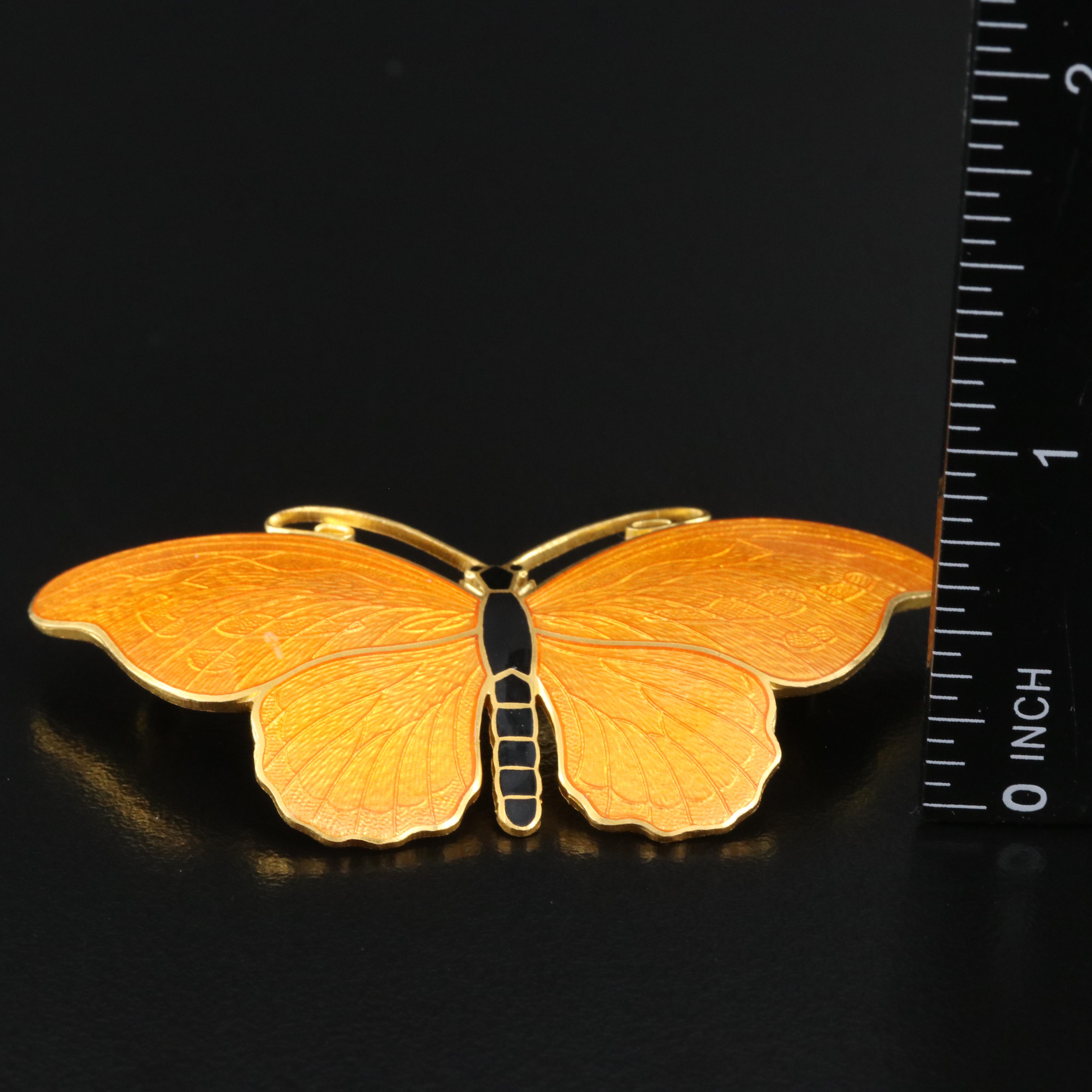 Vintage Stockholm C. C. Sporrong & Co Paillonné Enamel Butterfly Brooches