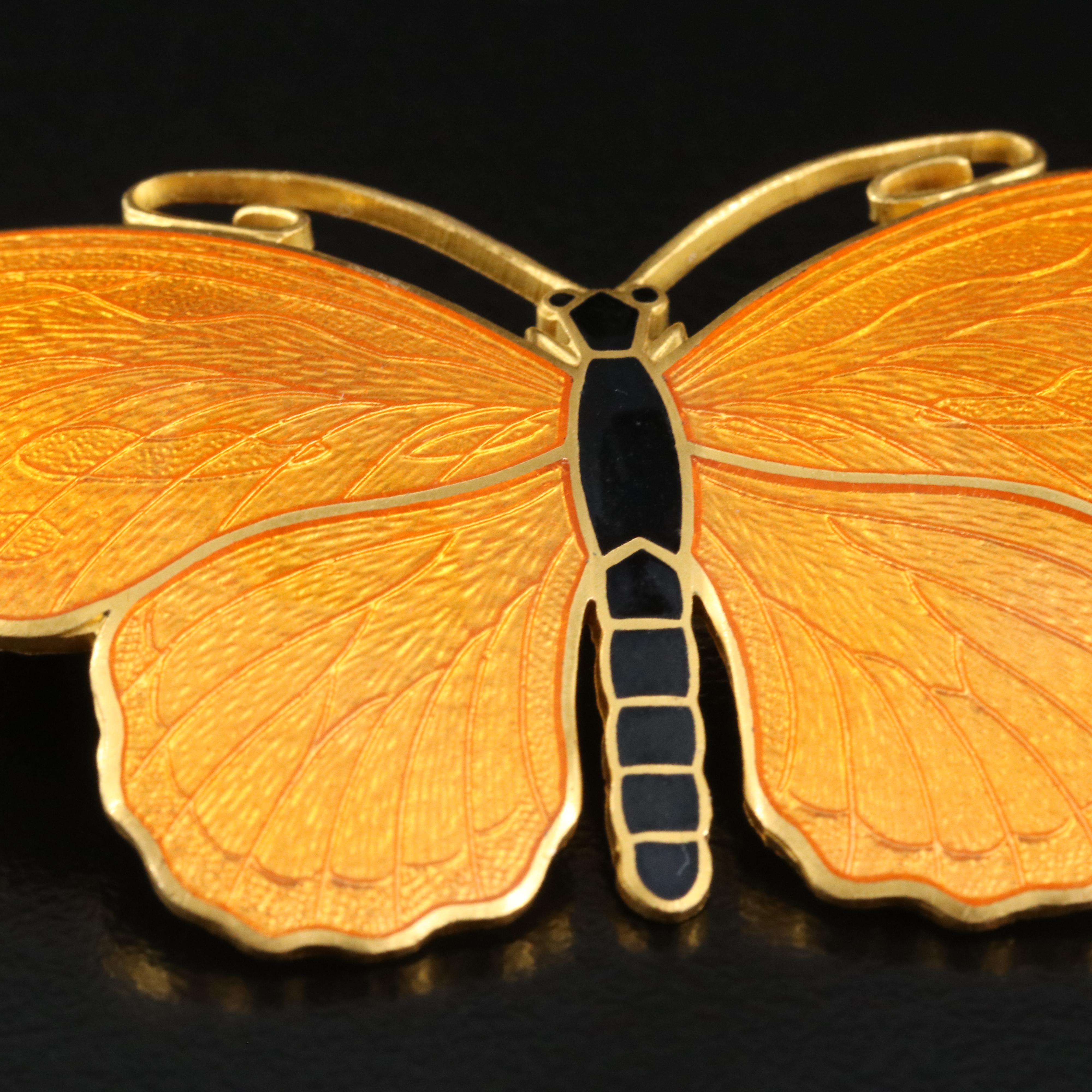 Vintage Stockholm C. C. Sporrong & Co Paillonné Enamel Butterfly Brooches
