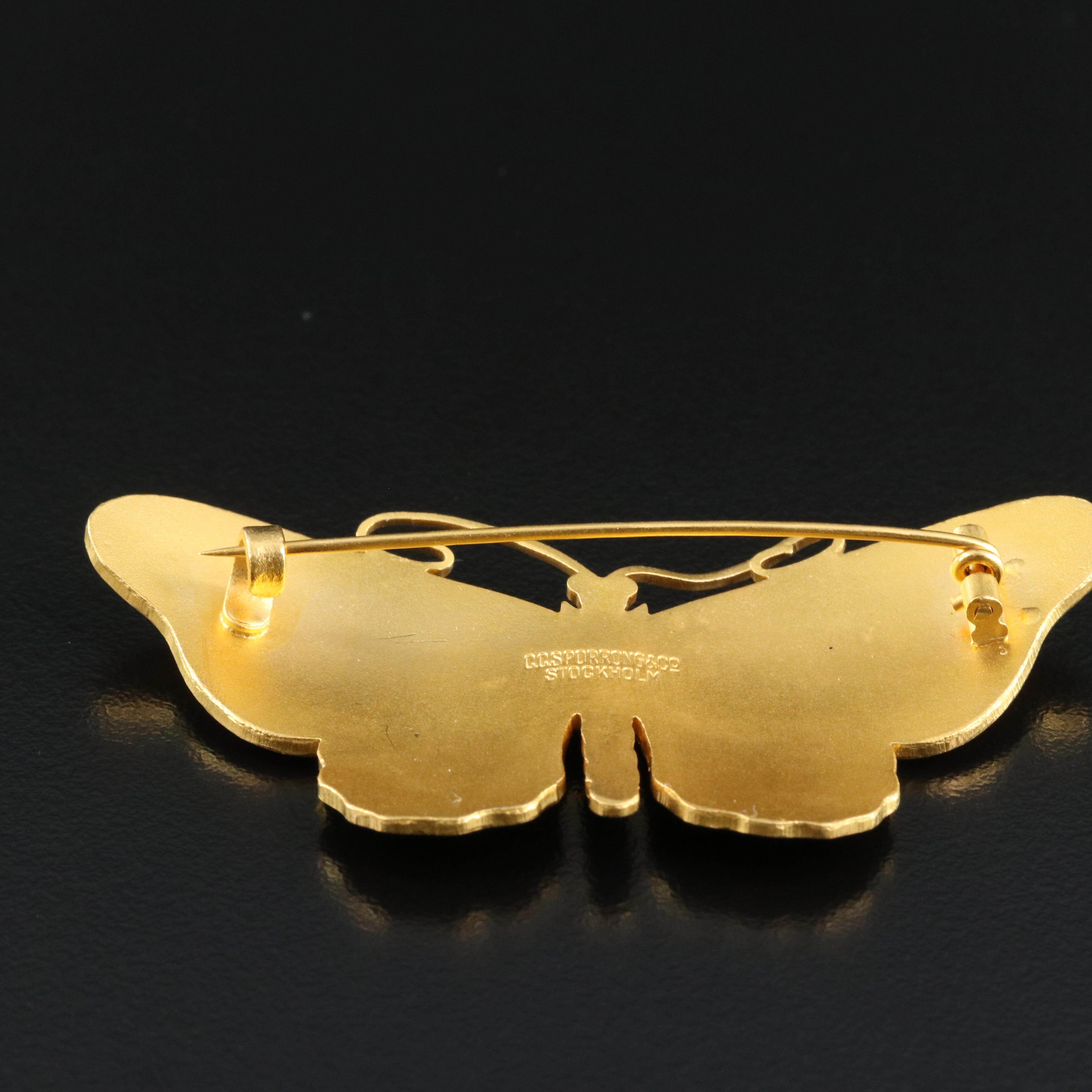 Vintage Stockholm C. C. Sporrong & Co Paillonné Enamel Butterfly Brooches