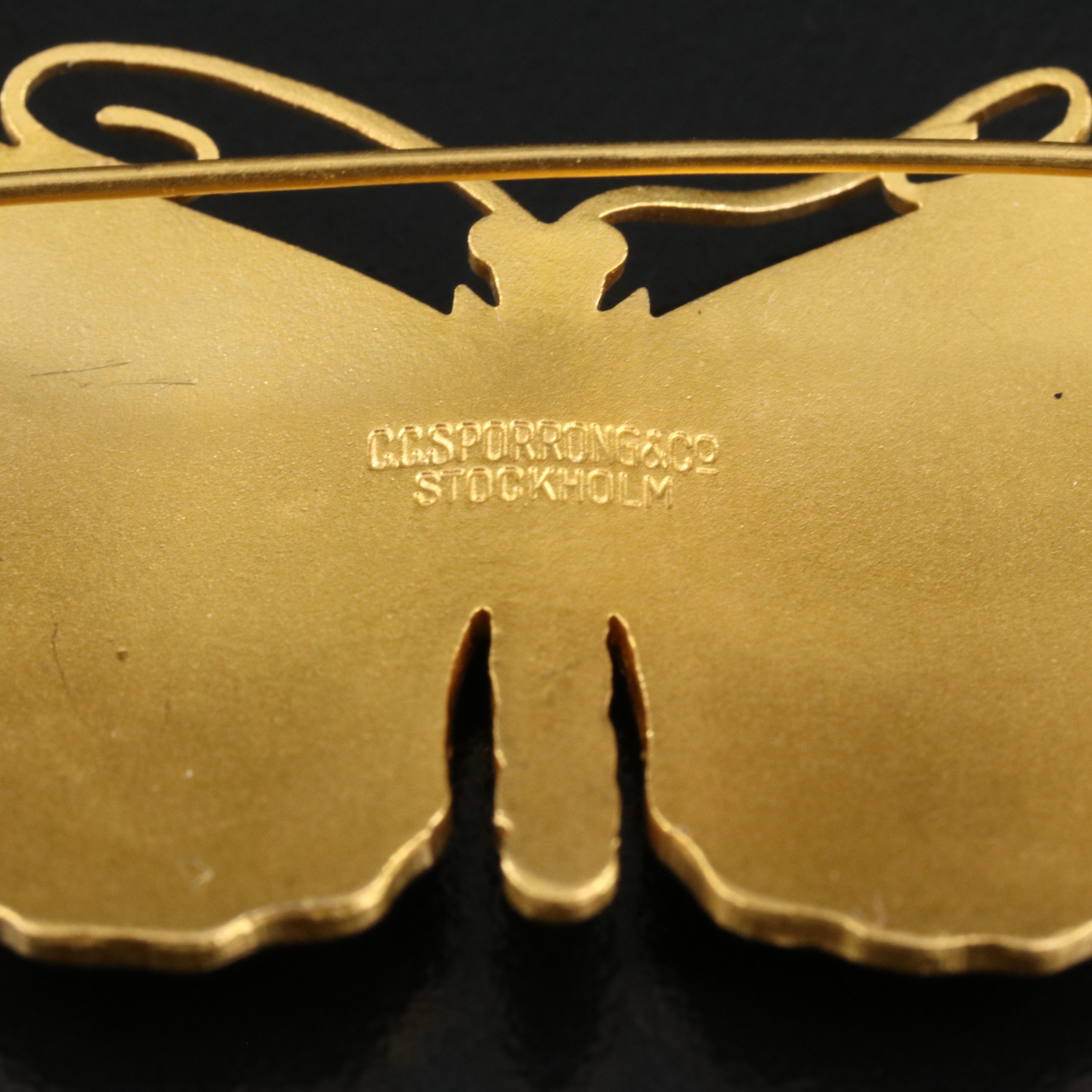 Vintage Stockholm C. C. Sporrong & Co Paillonné Enamel Butterfly Brooches