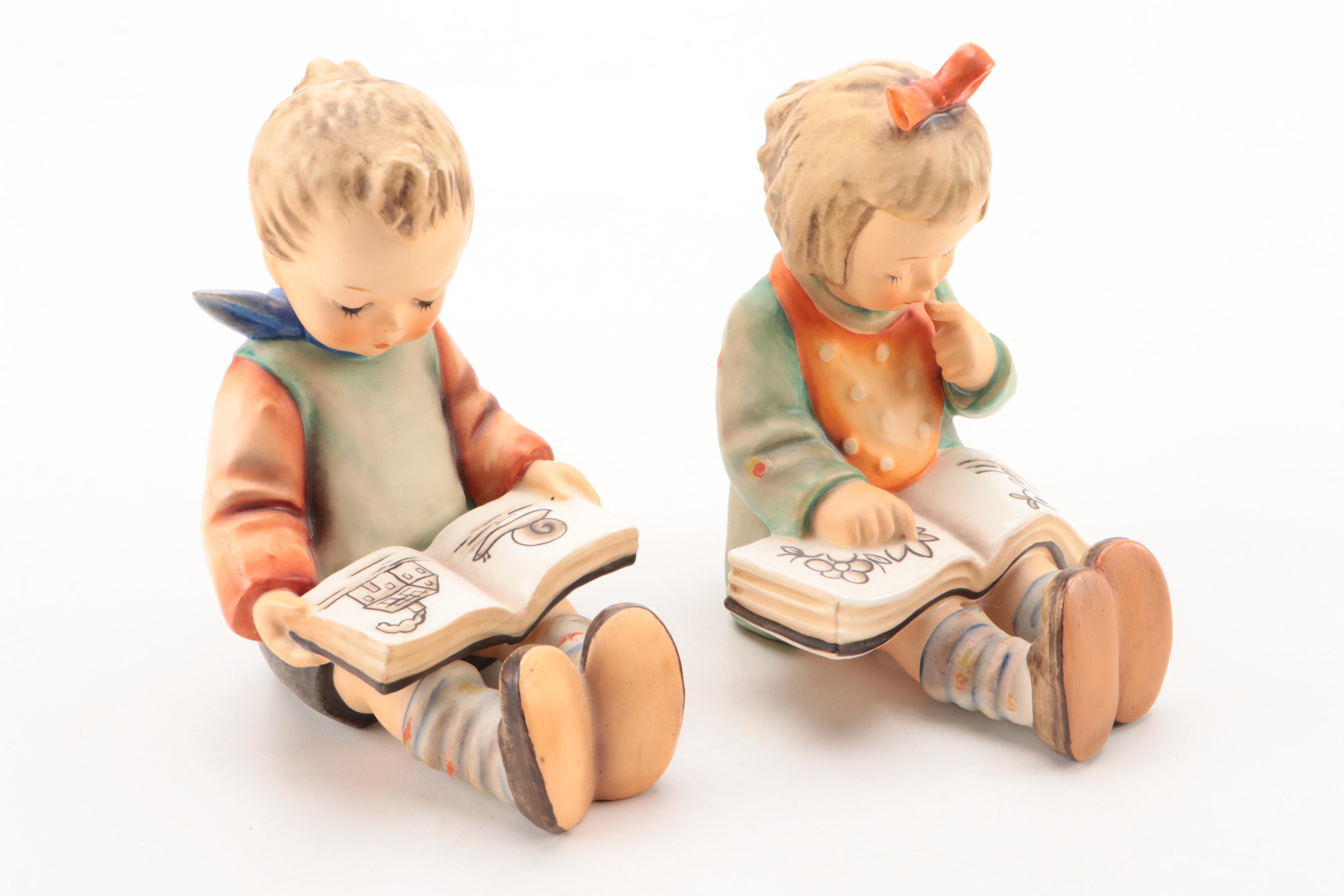 Goebel Hummel "Bookworm" Bookends and "School Boys" Porcelain Figurines