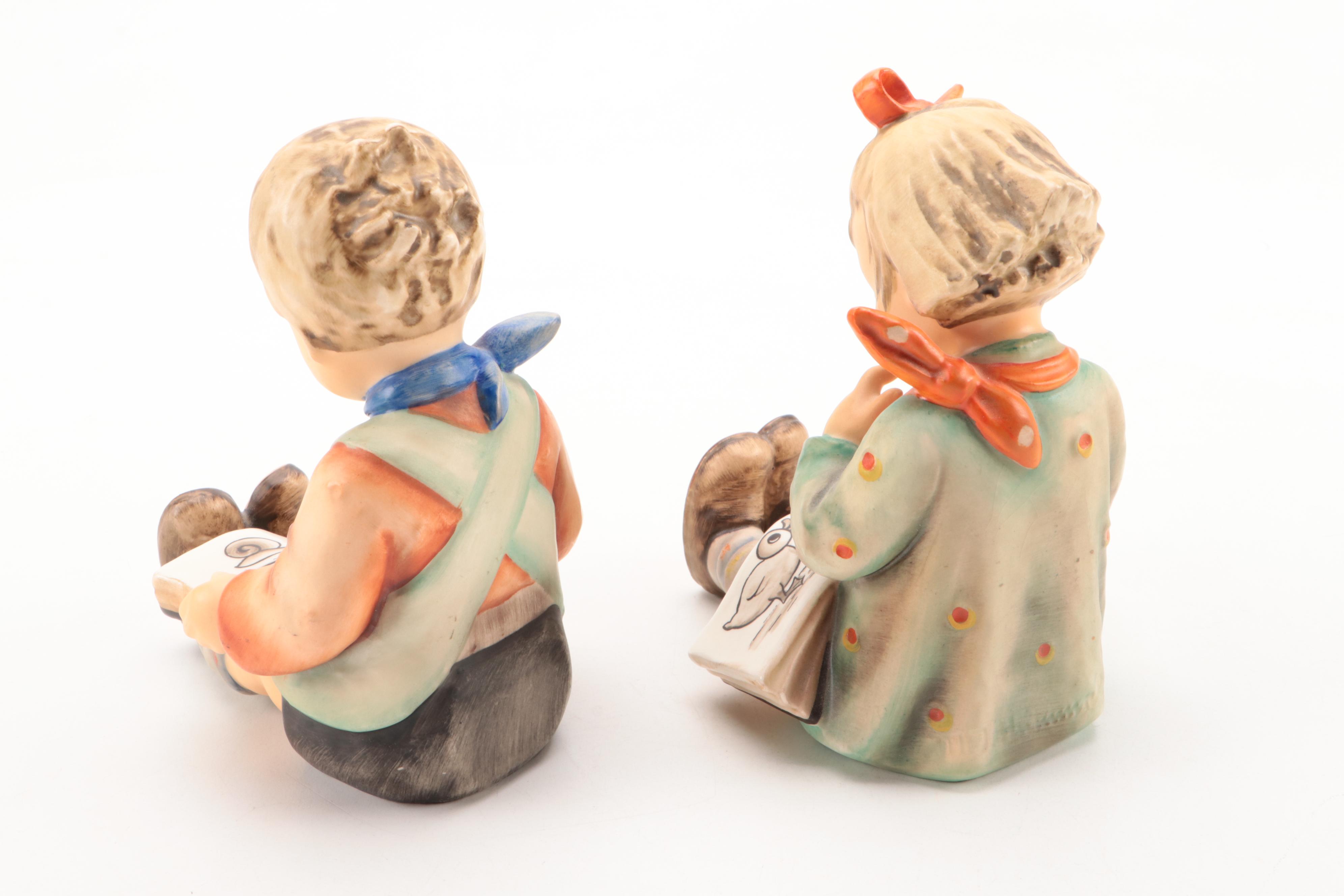 Goebel Hummel "Bookworm" Bookends and "School Boys" Porcelain Figurines